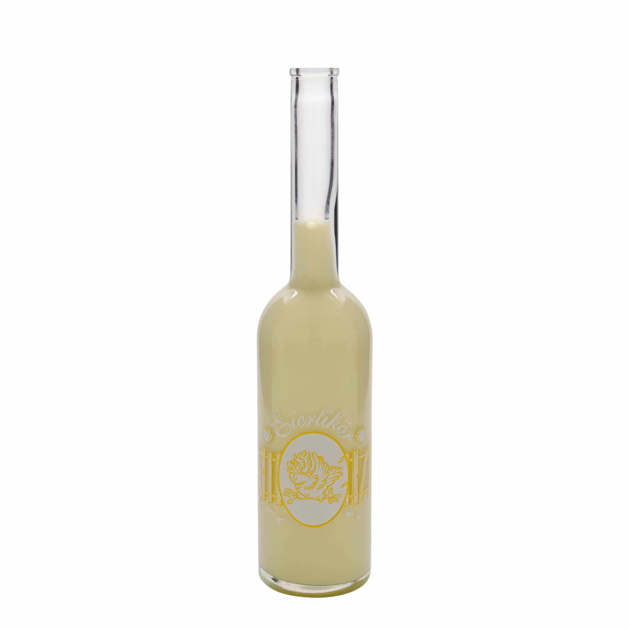 Sticlă de sticlă de 500 ml „Opera”, motiv: lichior de ouă, gât: dop Sticlă de sticlă de 500 ml „Opera”, motiv: lichior de ouă, gât: dop