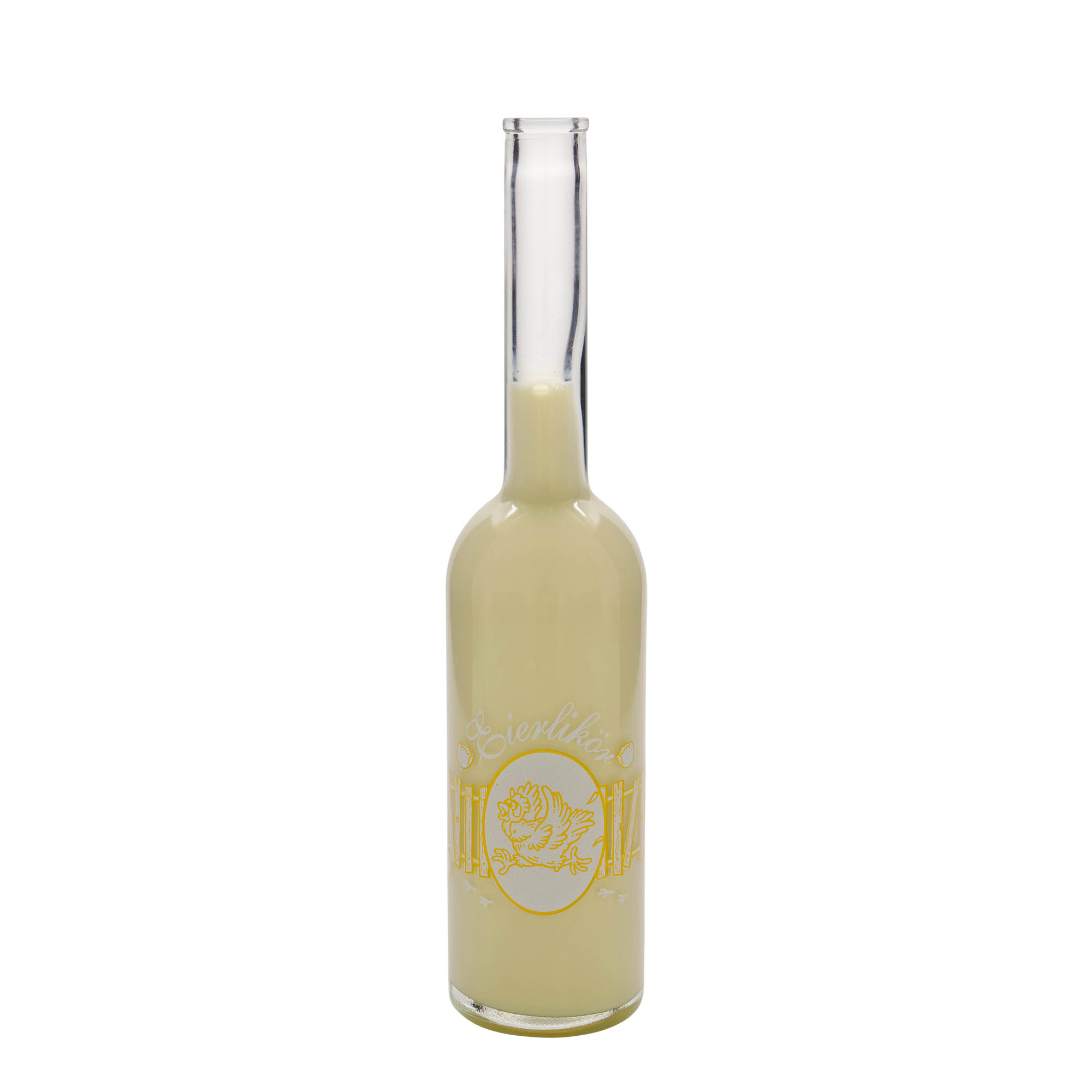 Sticlă de sticlă de 500 ml „Opera”, motiv: lichior de ouă, gât: dop Sticlă de sticlă de 500 ml „Opera”, motiv: lichior de ouă, gât: dop
