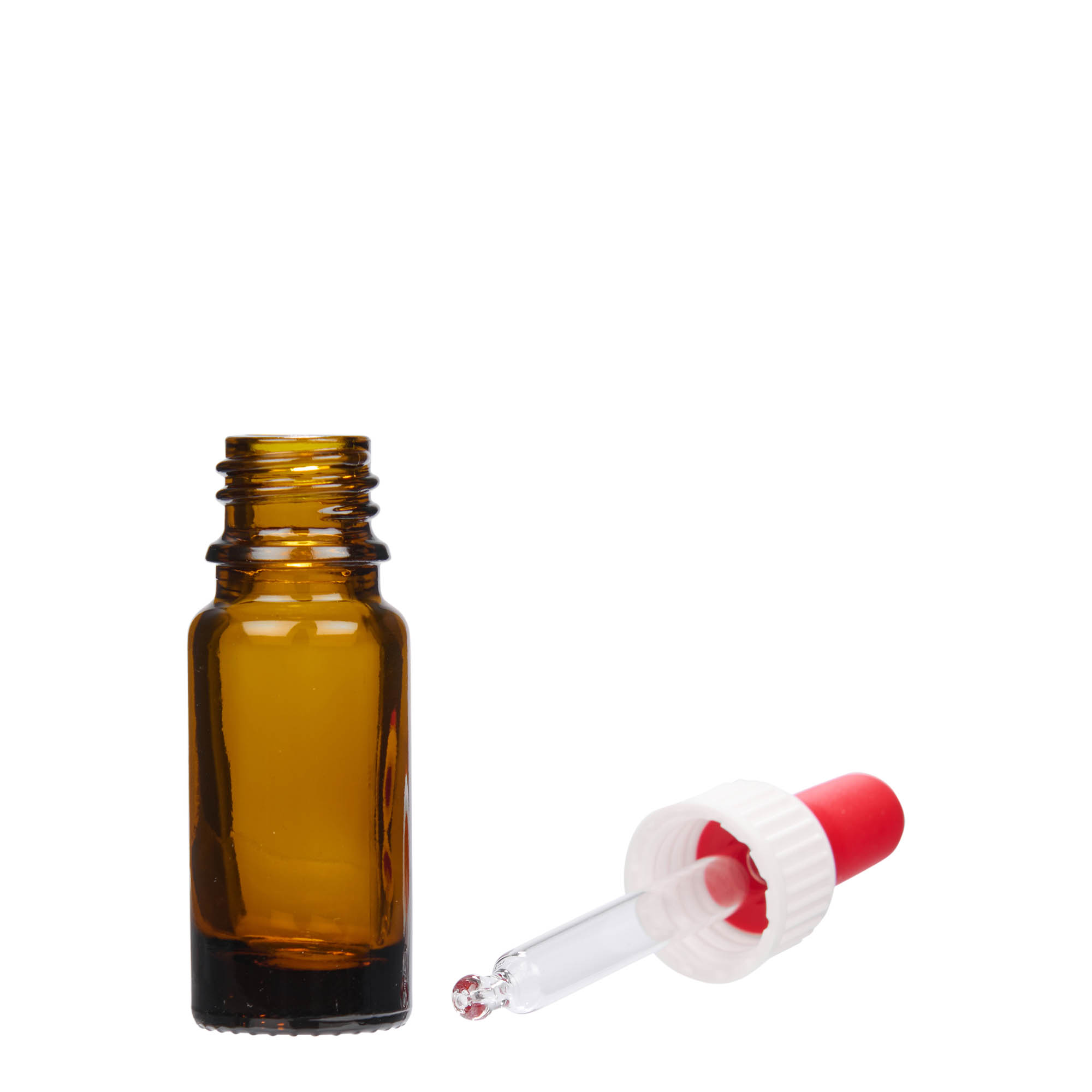 Flacon cu pipetă 10 ml, medicină, sticlă, maro, gura: DIN 18 Flacon cu pipetă 10 ml, medicină, sticlă, maro, gura: DIN 18