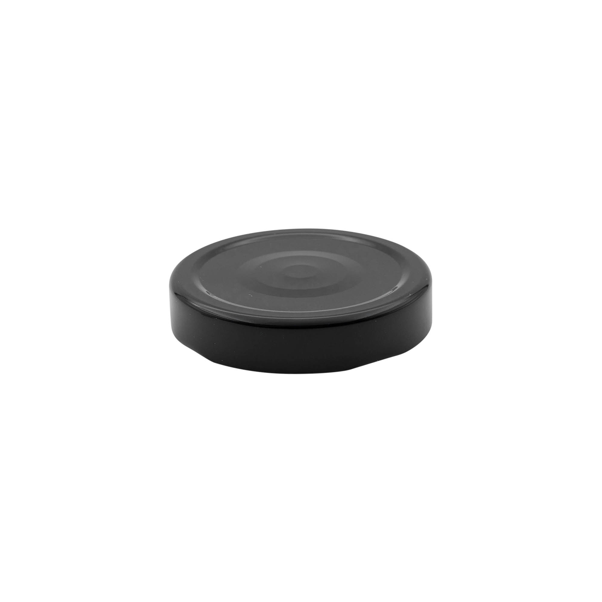 Capac cu filet adânc, tablă albă, negru, pentru gura: Deep-TO 66 Capac cu filet adânc, tablă albă, negru, pentru gura: Deep-TO 66