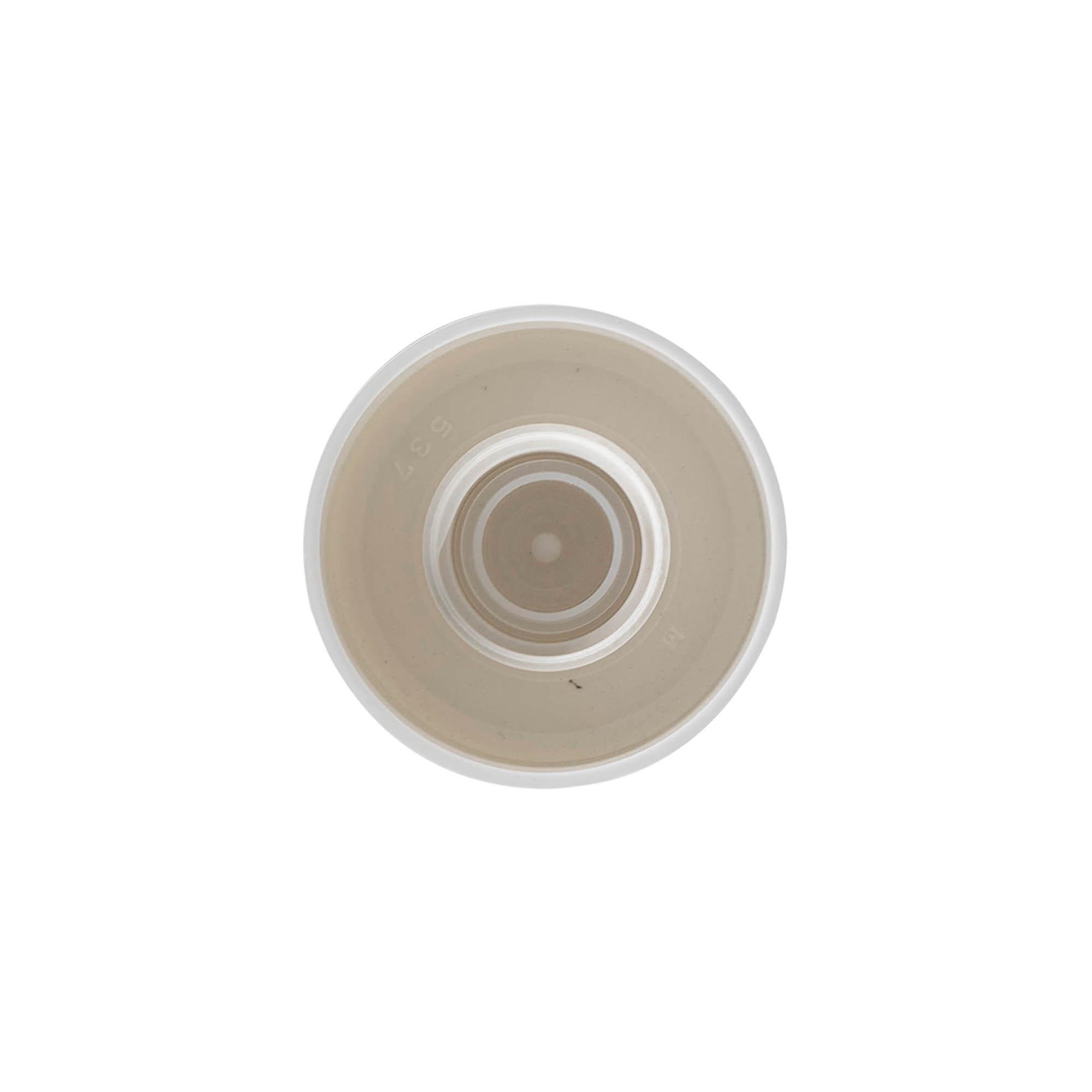 Capac cu filet pentru sticlă rotundă cu inserție pentru seringă, plastic PE, alb, pentru gura: DIN 18