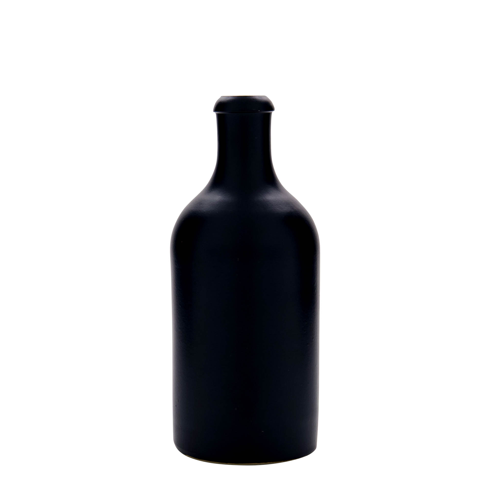 500 ml ulcior de lut, ceramică, negru, gura: plută