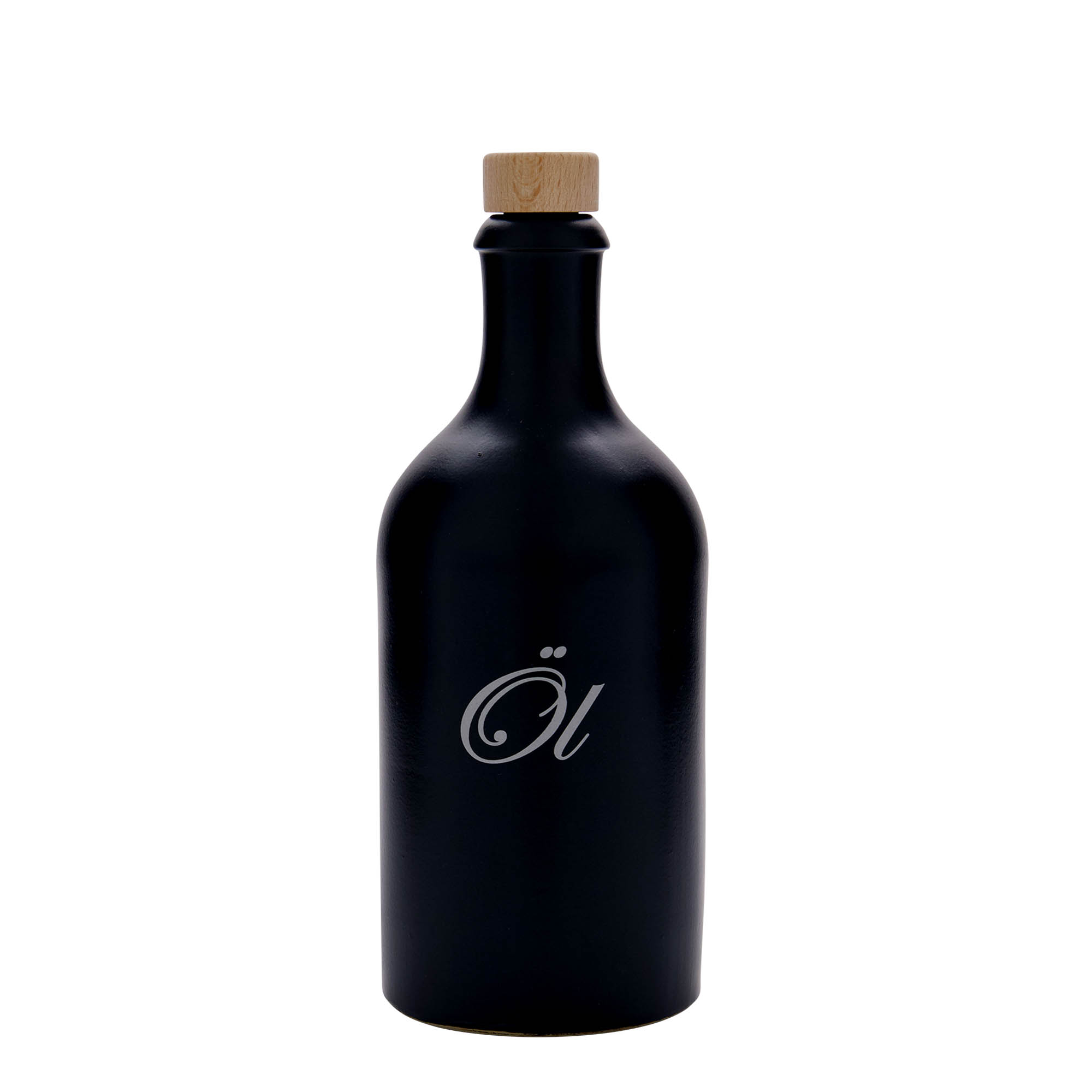 Ton de 500 ml, motiv: ulei, ceramică de gresie, negru, gură: plută Ton de 500 ml, motiv: ulei, ceramică de gresie, negru, gură: plută