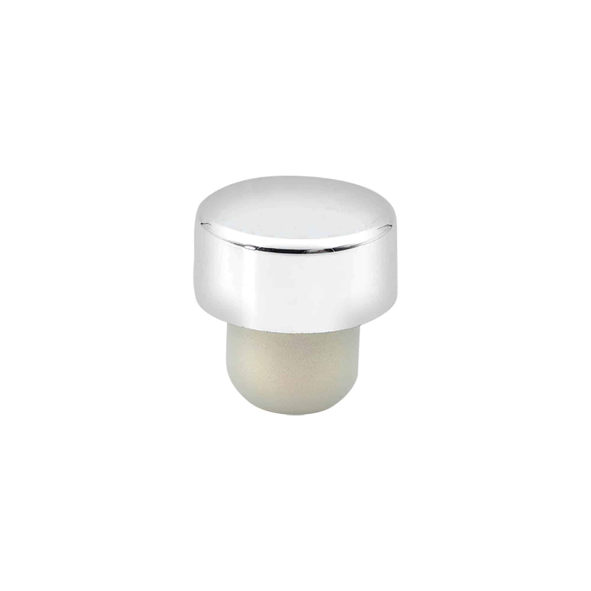 Dop cu mâner 19 mm, plastic, argintiu, pentru gură: dop de plută