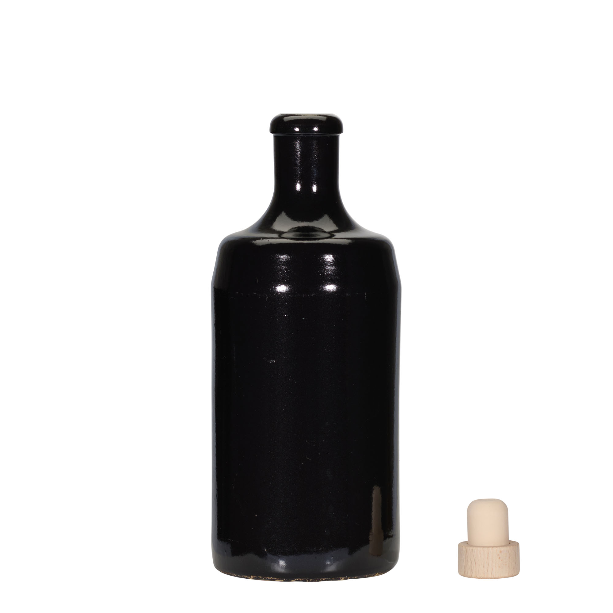 700 ml ulcior de lut „Calvados”, ceramică neagră, gură: plută
