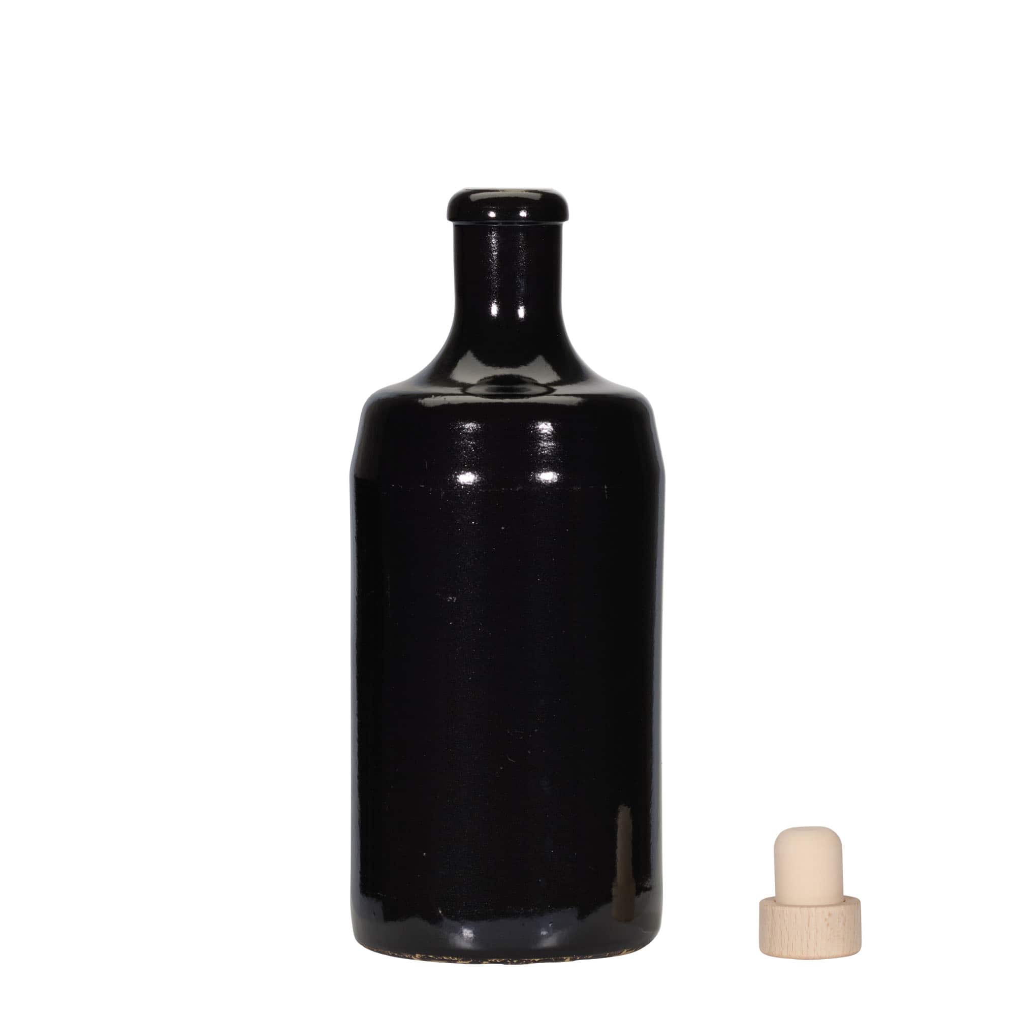 700 ml ulcior de lut „Calvados”, ceramică neagră, gură: plută
