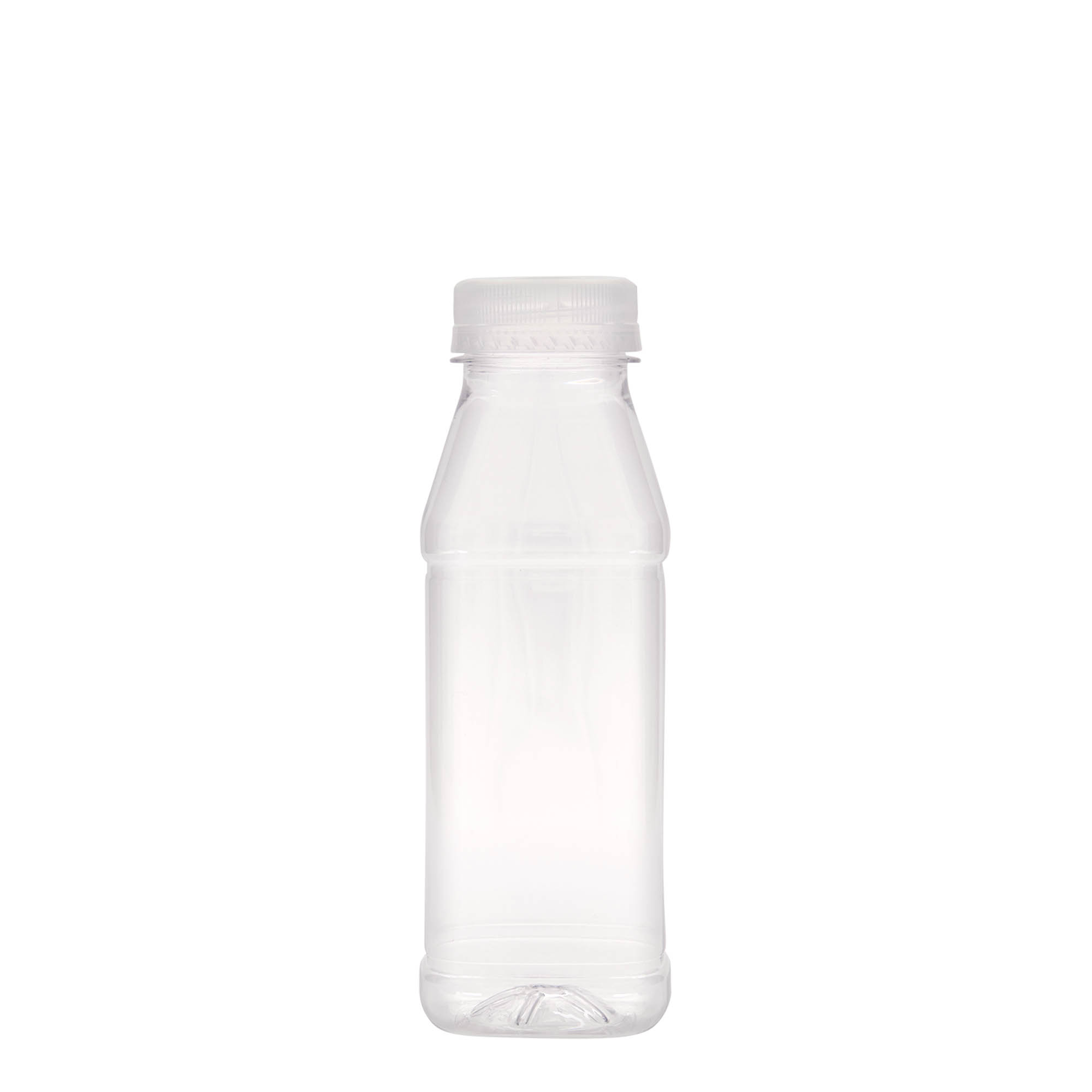 Sticlă PET de 330 ml „Milk and Juice Carré”, pătrată, plastic, gura: 38 mm