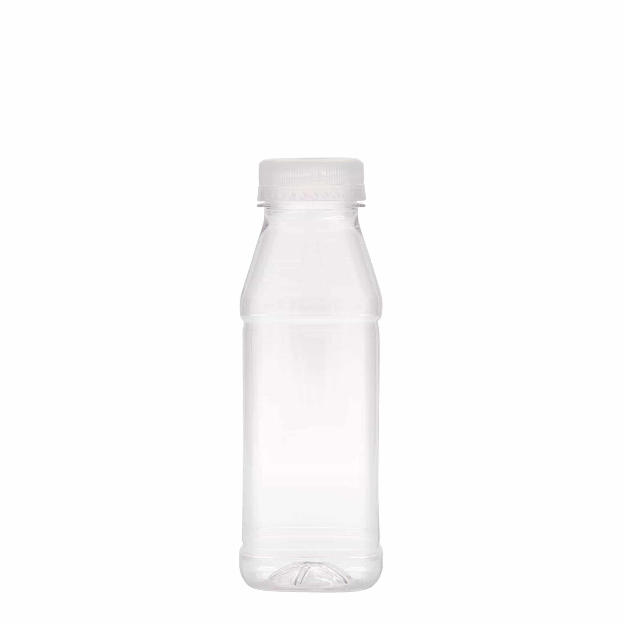 Sticlă PET de 330 ml „Milk and Juice Carré”, pătrată, plastic, gura: 38 mm