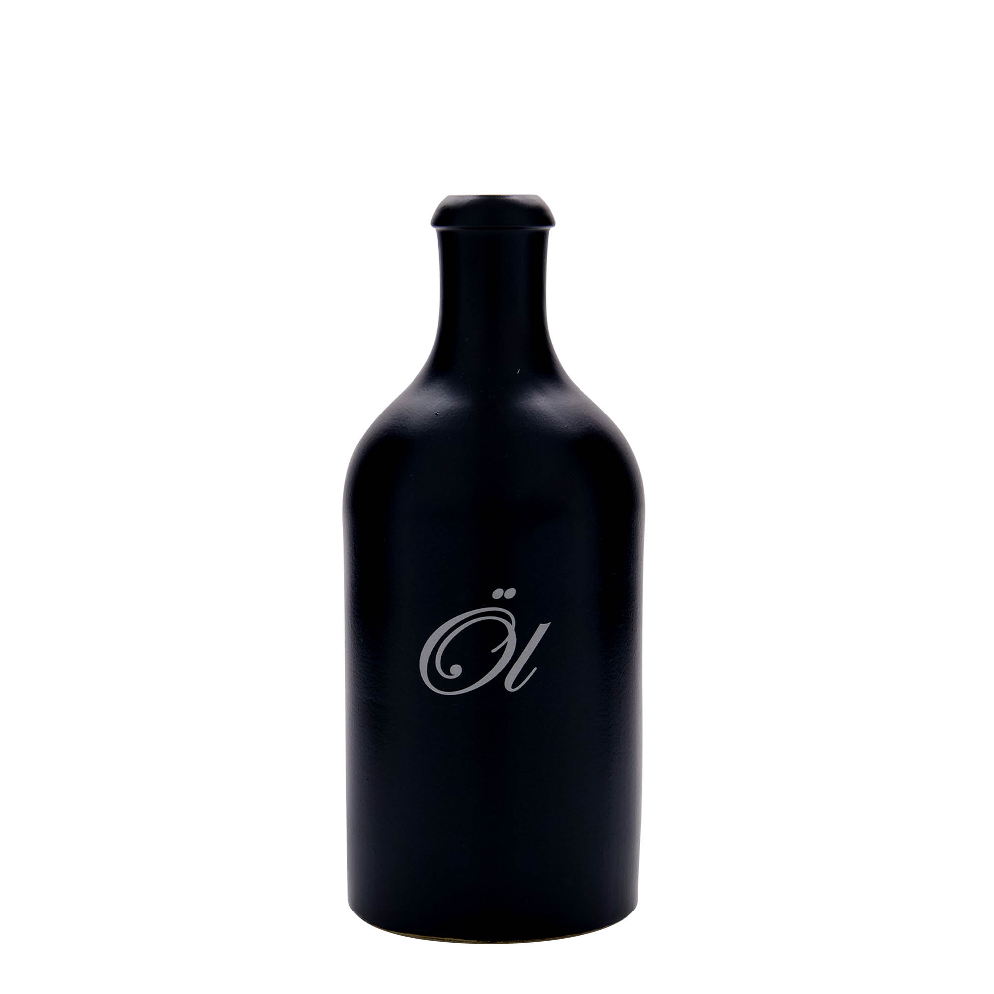 Ton de 500 ml, motiv: ulei, ceramică de gresie, negru, gură: plută Ton de 500 ml, motiv: ulei, ceramică de gresie, negru, gură: plută