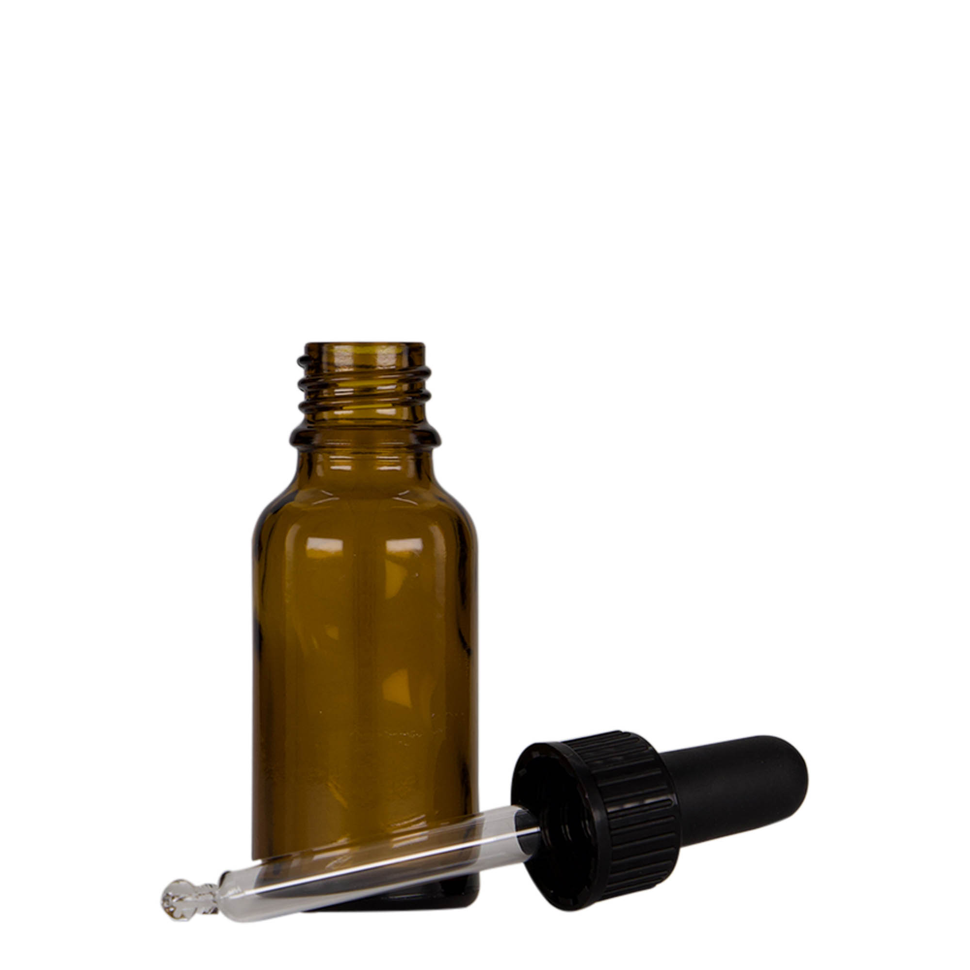 Flacon cu pipetă 20 ml pentru medicamente, sticlă, maro-negru, gură: DIN 18 Flacon cu pipetă 20 ml pentru medicamente, sticlă, maro-negru, gură: DIN 18