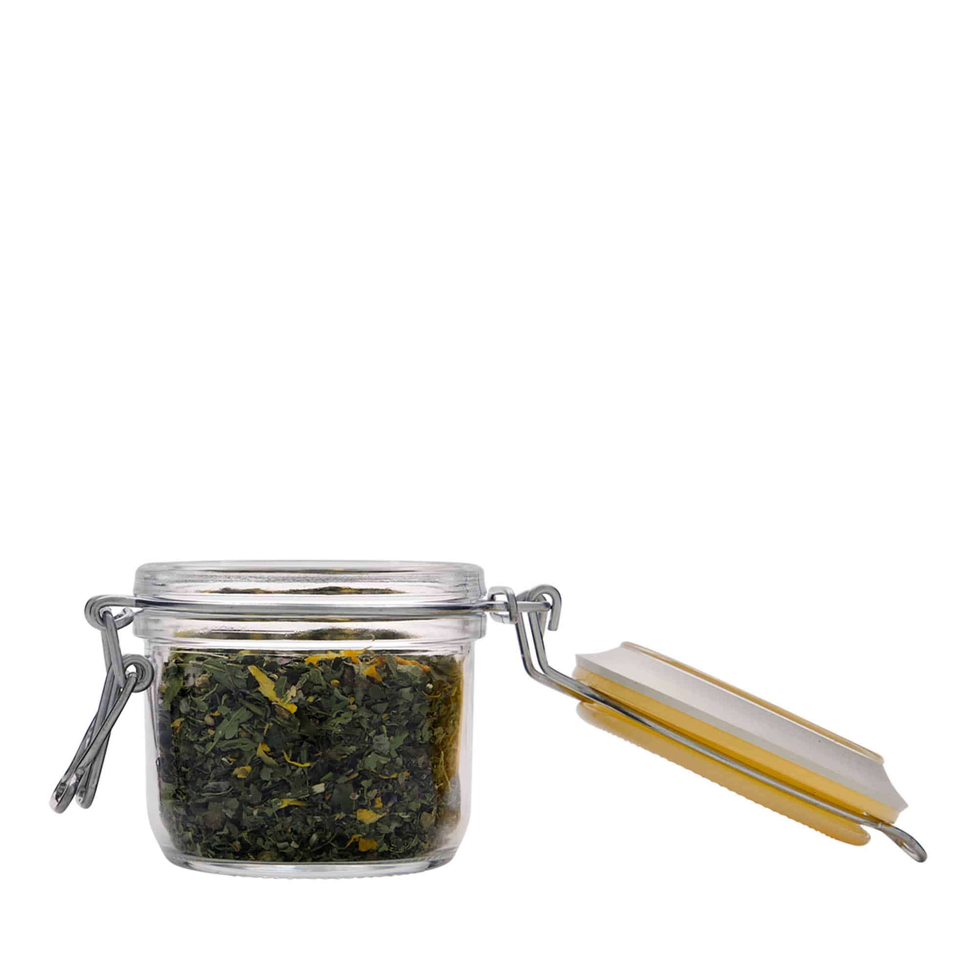 200 ml borcan cu clemă metalică „Fido”, galben, gura: închidere cu clemă metalică