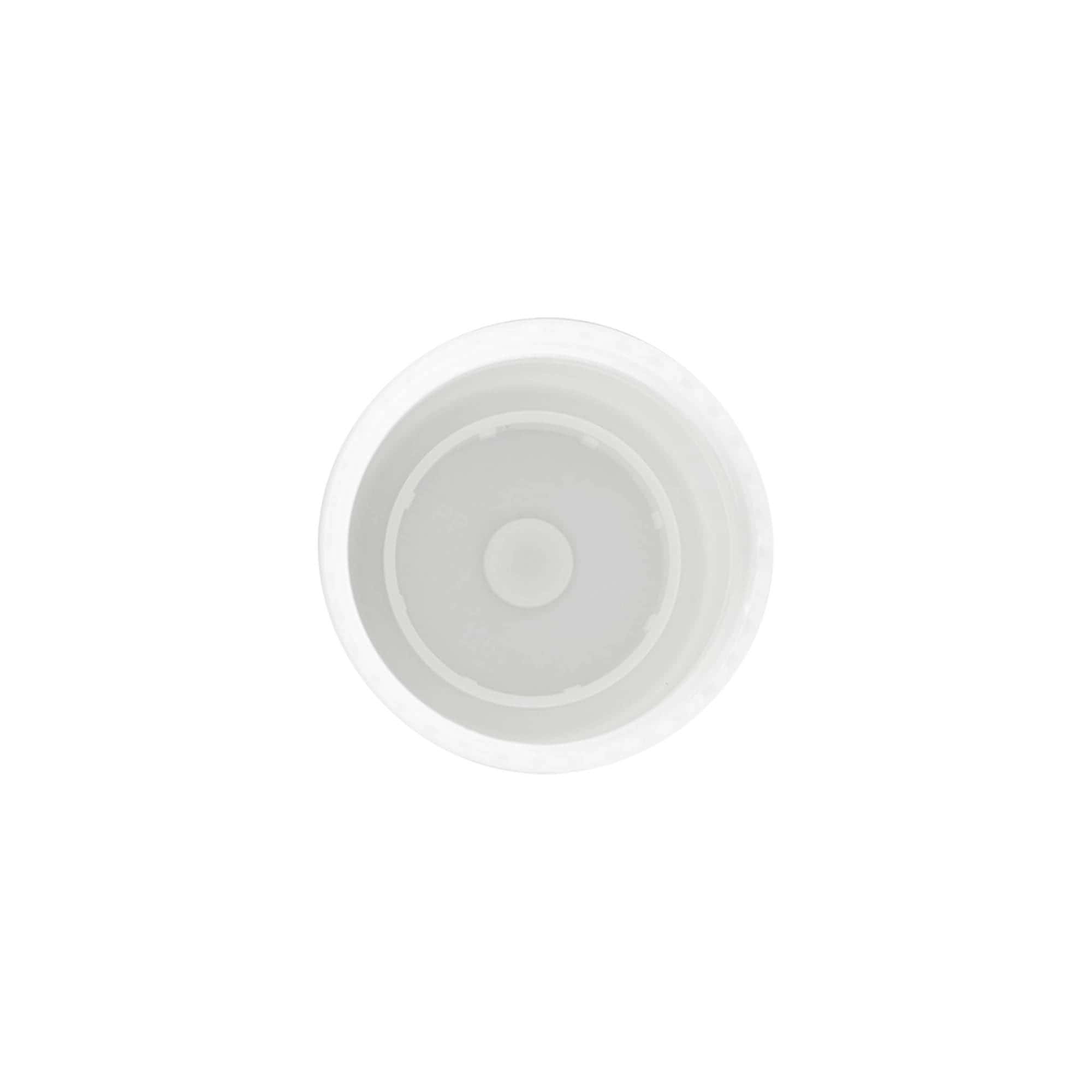 Capac pentru sticluță roll-on de 50 ml, plastic PP, alb, pentru deschidere: capac cu filet