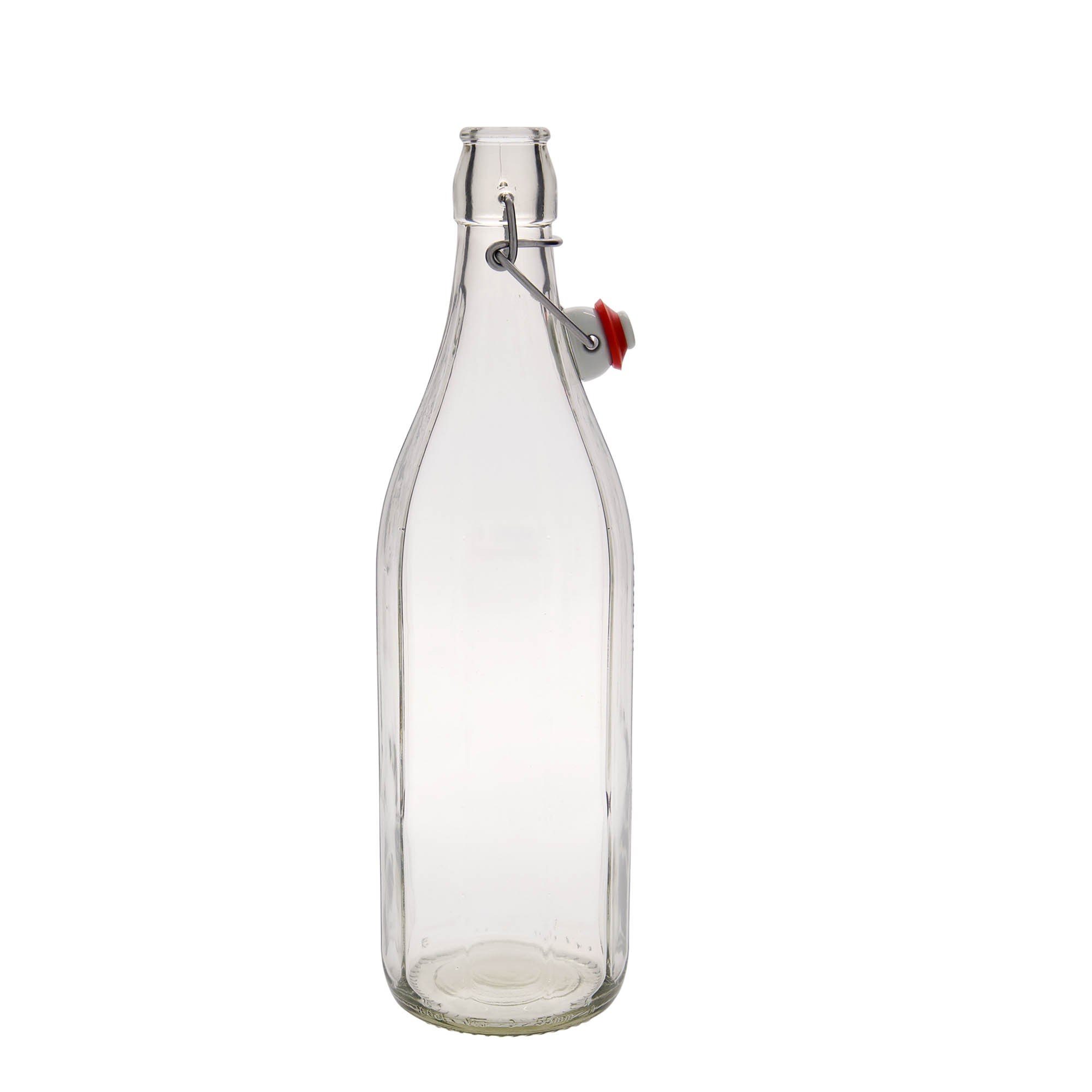 Sticlă de sticlă 1.000 ml „Bravo”, cu zece colțuri, gură: închidere cu clemă