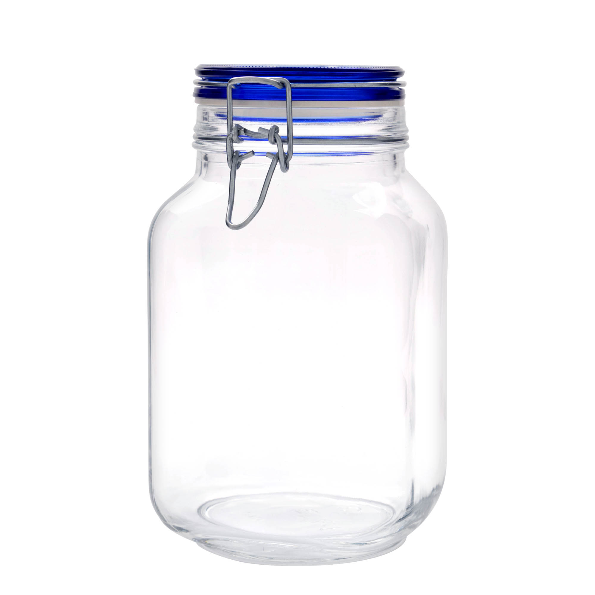 2.000 ml borcan cu clemă metalică „Fido” capac albastru, pătrat, gura: închidere cu clemă metalică 2.000 ml borcan cu clemă metalică „Fido” capac albastru, pătrat, gura: închidere cu clemă metalică