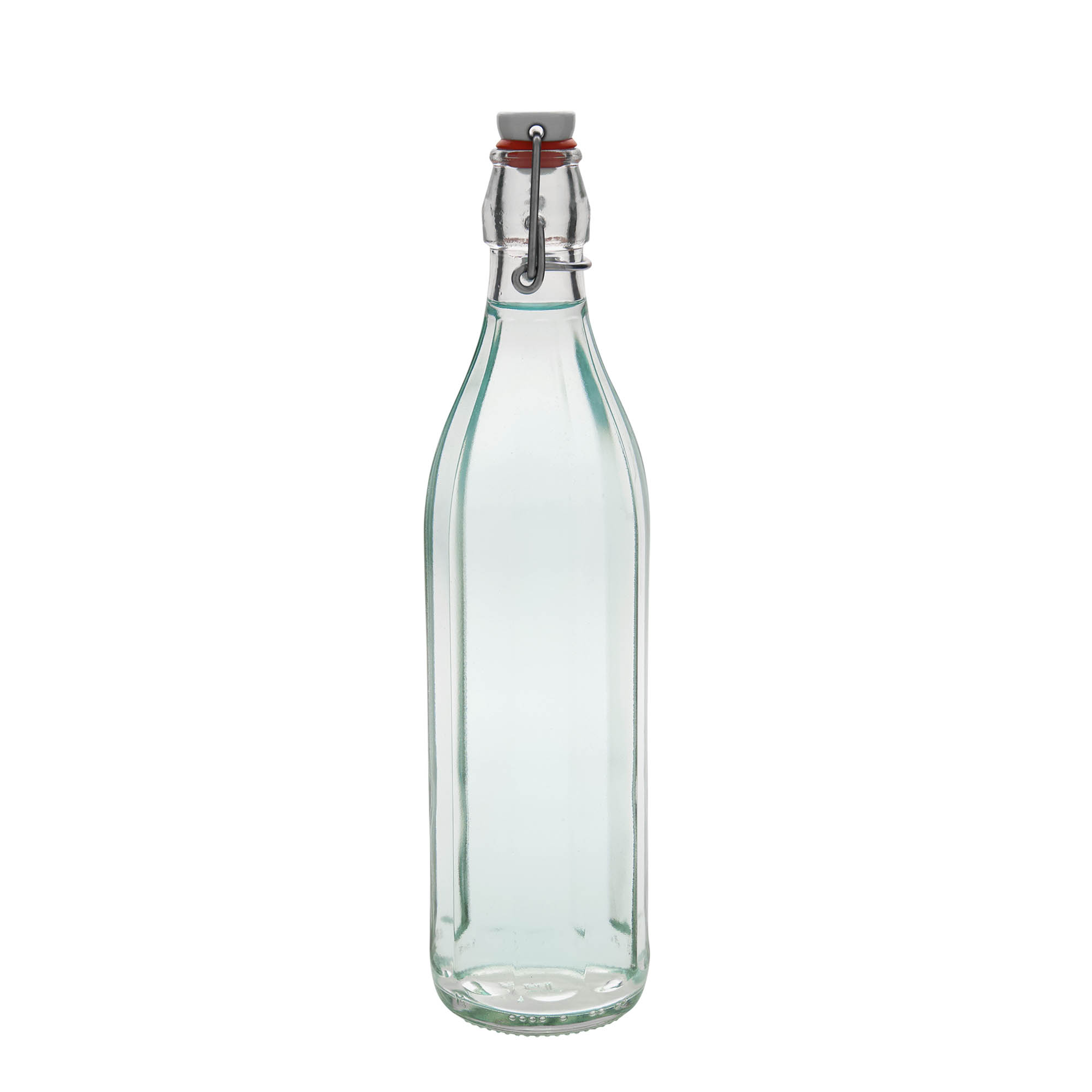 Sticlă de sticlă de 750 ml „Bravo”, cu zece colțuri, gât: închidere cu clemă