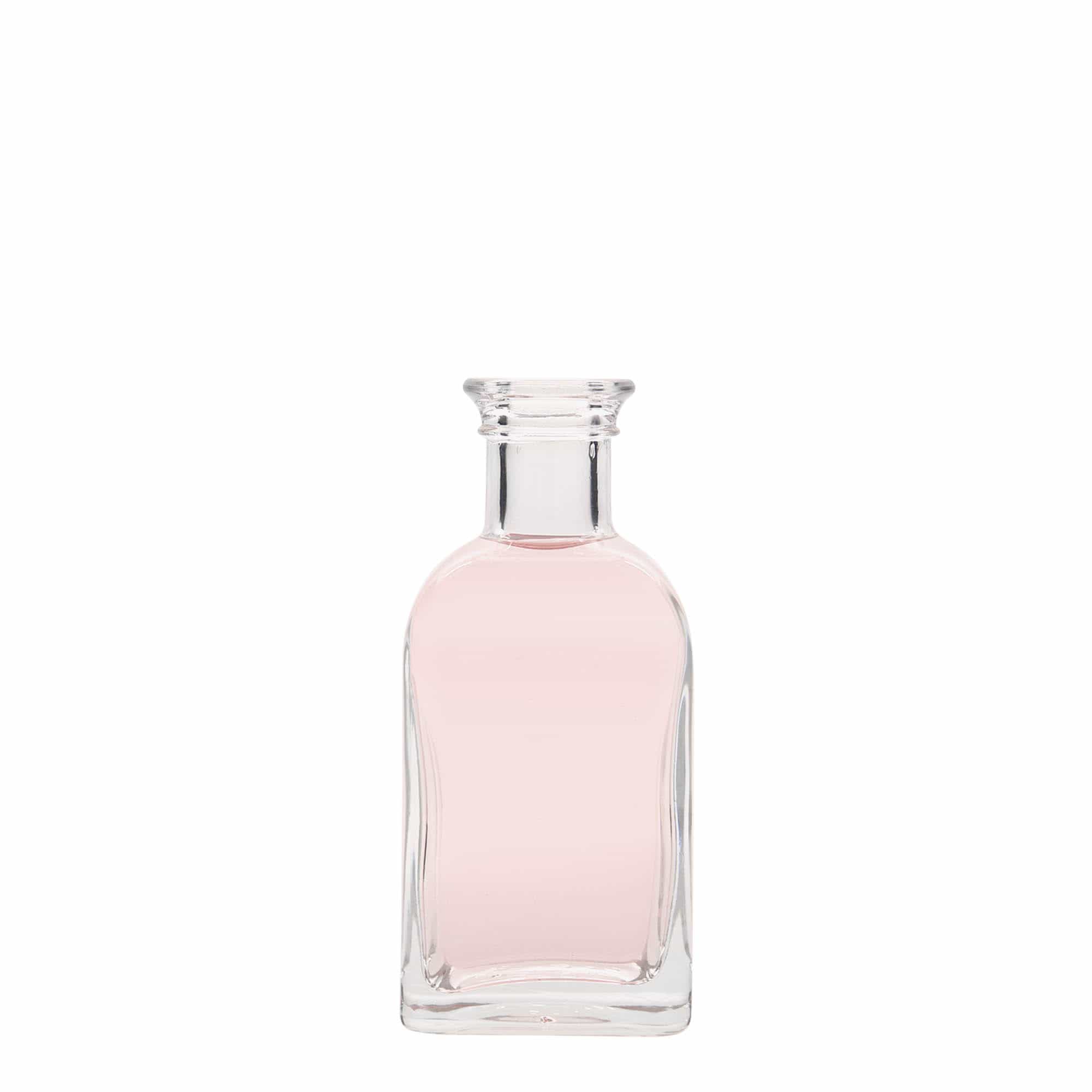 Sticlă de 100 ml, formă pătrată, Apotheker Carré, gură: dop de plută Sticlă de 100 ml, formă pătrată, Apotheker Carré, gură: dop de plută