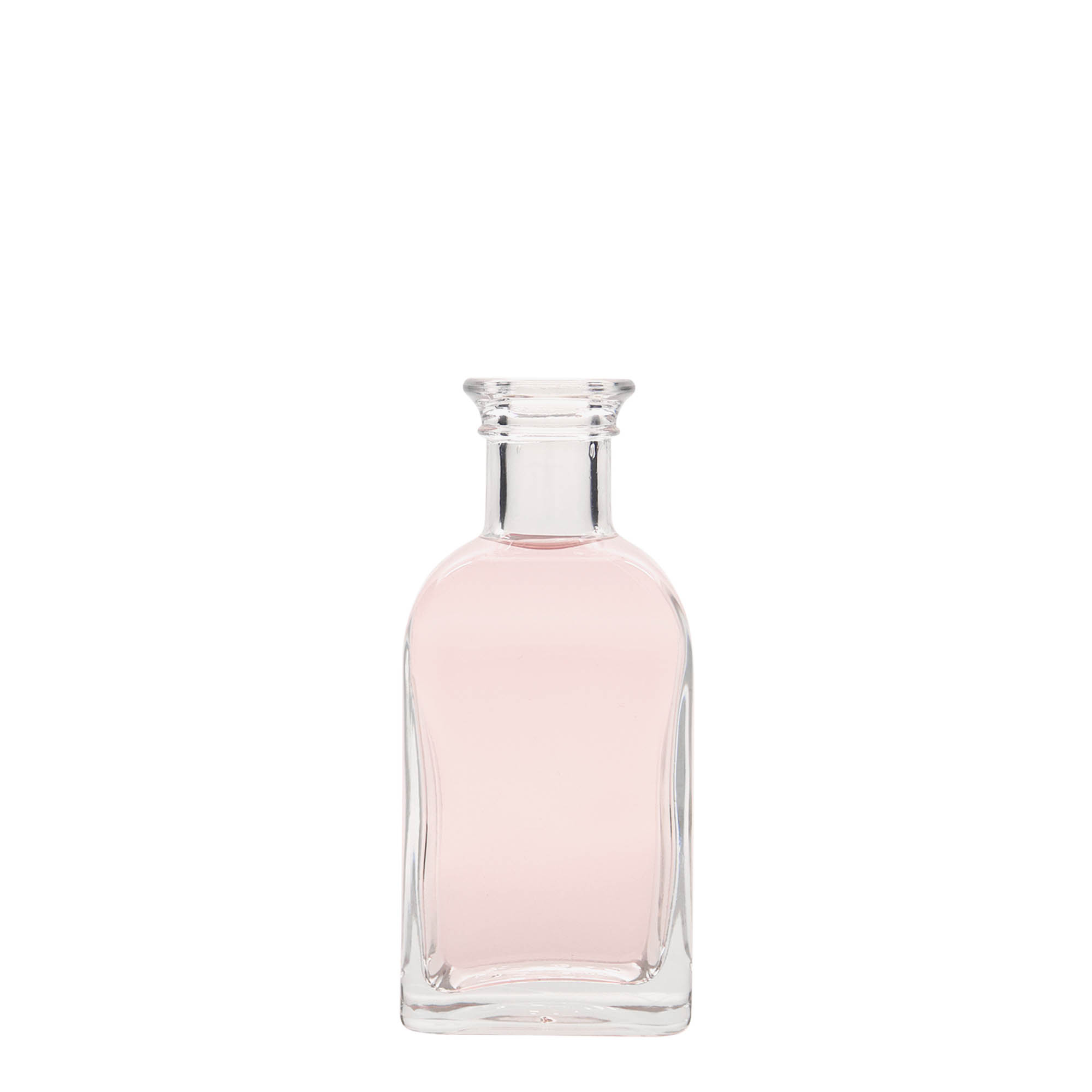 Sticlă de 100 ml, formă pătrată, Apotheker Carré, gură: dop de plută Sticlă de 100 ml, formă pătrată, Apotheker Carré, gură: dop de plută