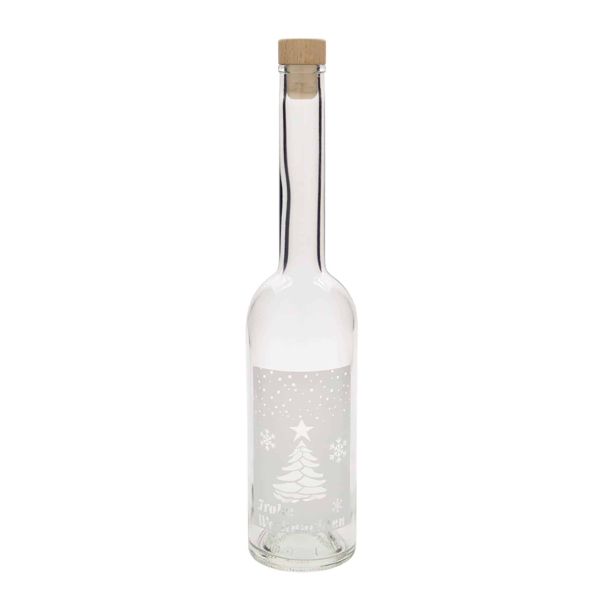 Sticlă de sticlă de 500 ml „Opera”, motiv: Crăciun alb, gură: dop de plută