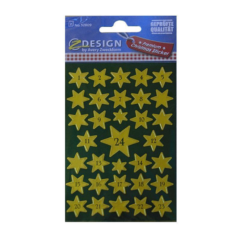 Zweckform autocolante „Calendar de Advent 1-24”, hârtie, auriu