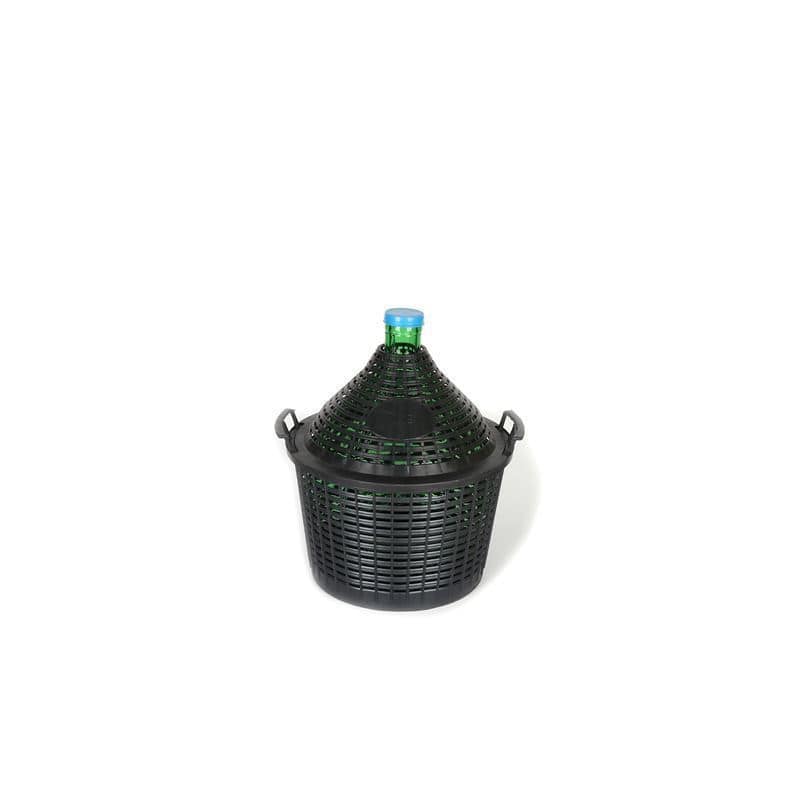 Butelie cu balon de 15 l, gât îngust, sticlă, verde, gură: capac cu clapetă