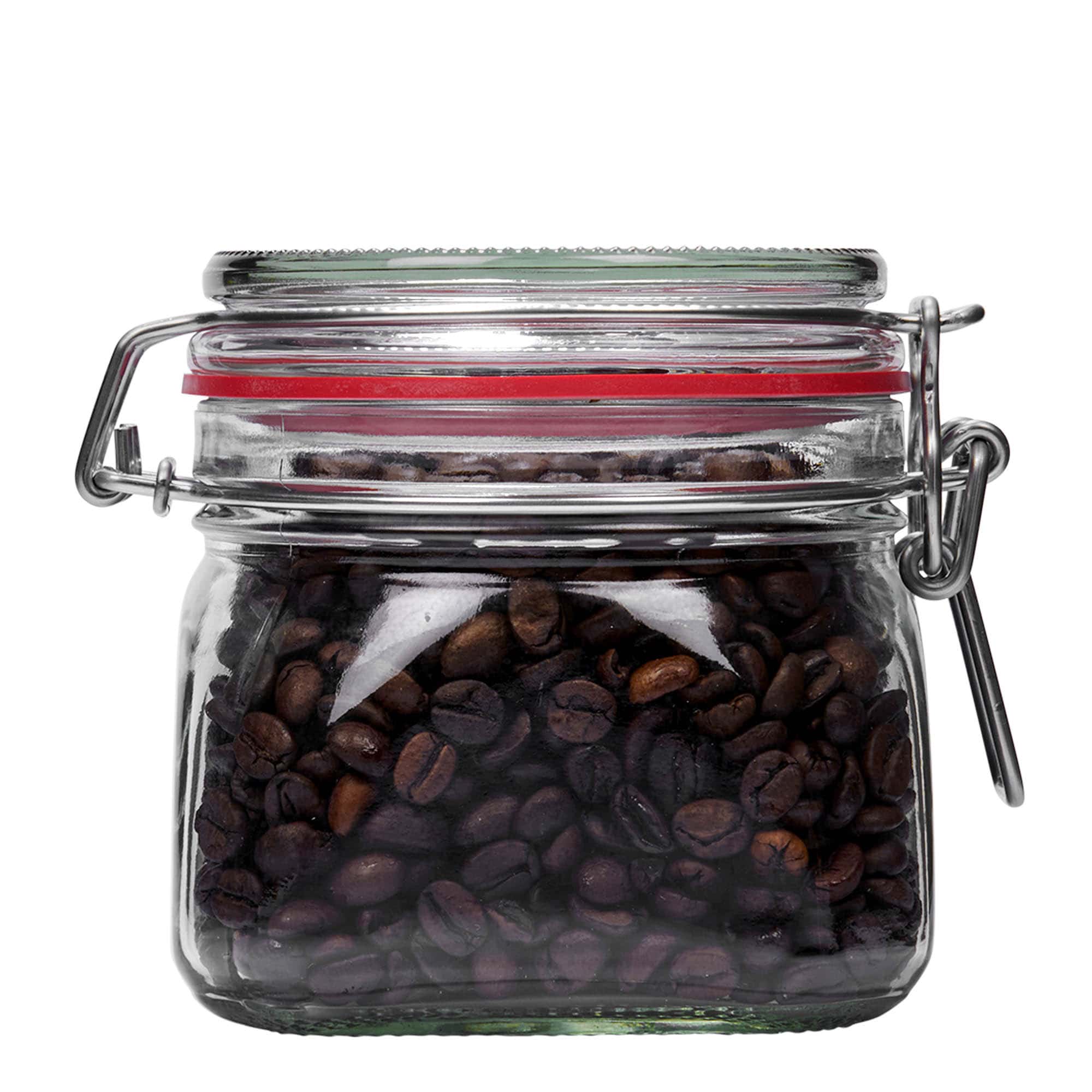 550 ml borcan pătrat cu clemă metalică, deschidere: închidere cu clemă metalică