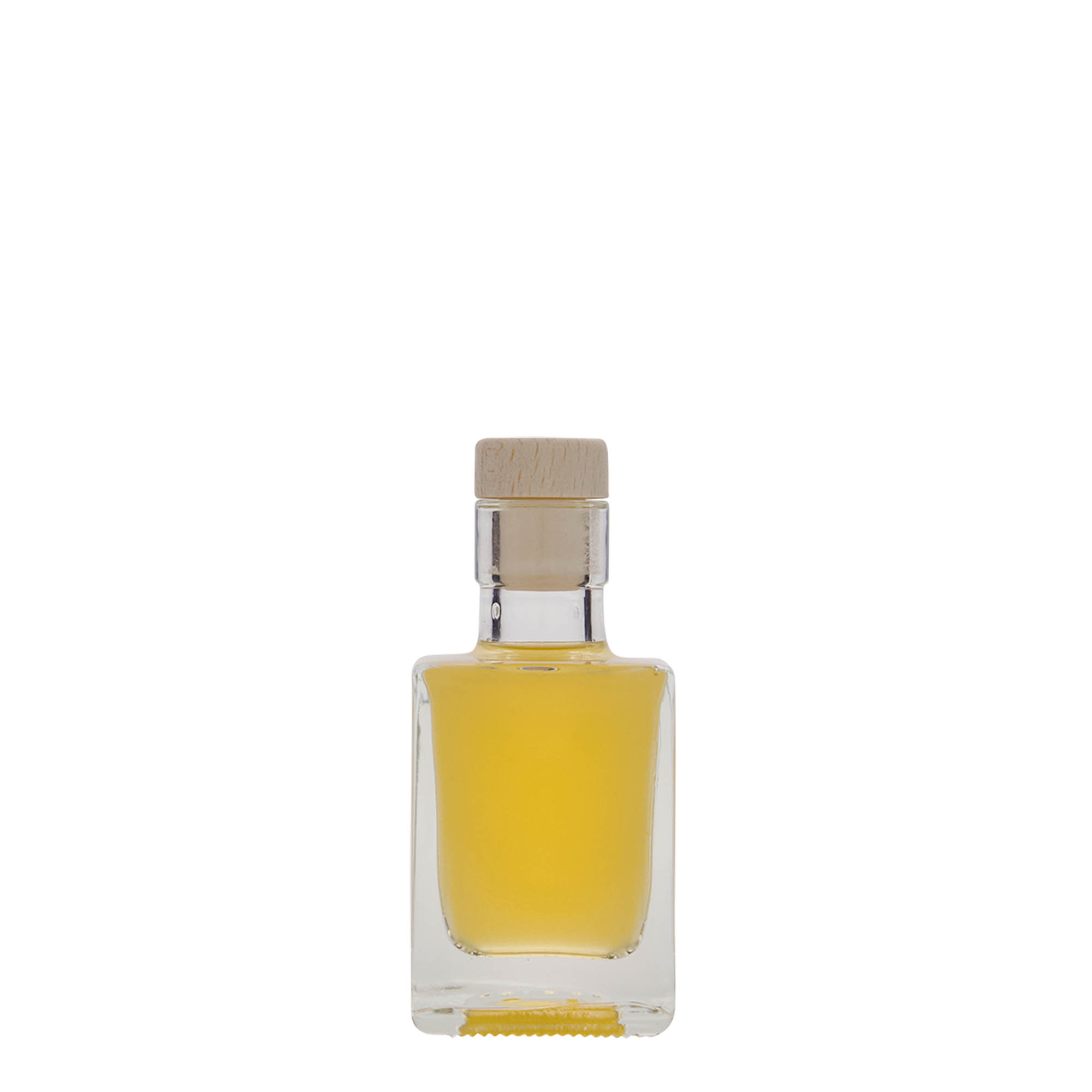 Sticlă de sticlă de 50 ml „Cube”, pătrată, gură: dop de plută Sticlă de sticlă de 50 ml „Cube”, pătrată, gură: dop de plută