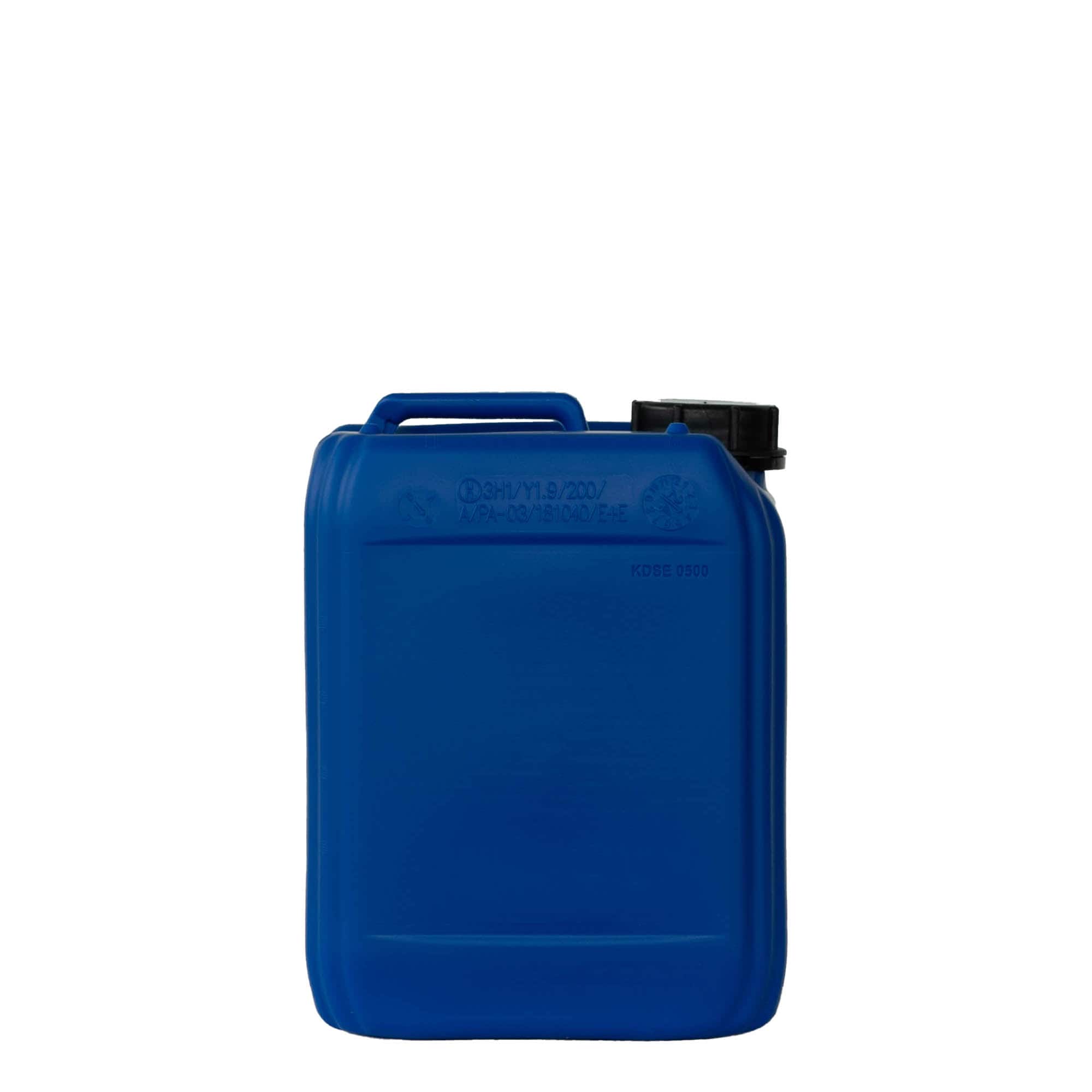 Canistră de 5 l, dreptunghiulară, plastic HDPE, albastru, gura: ND 55