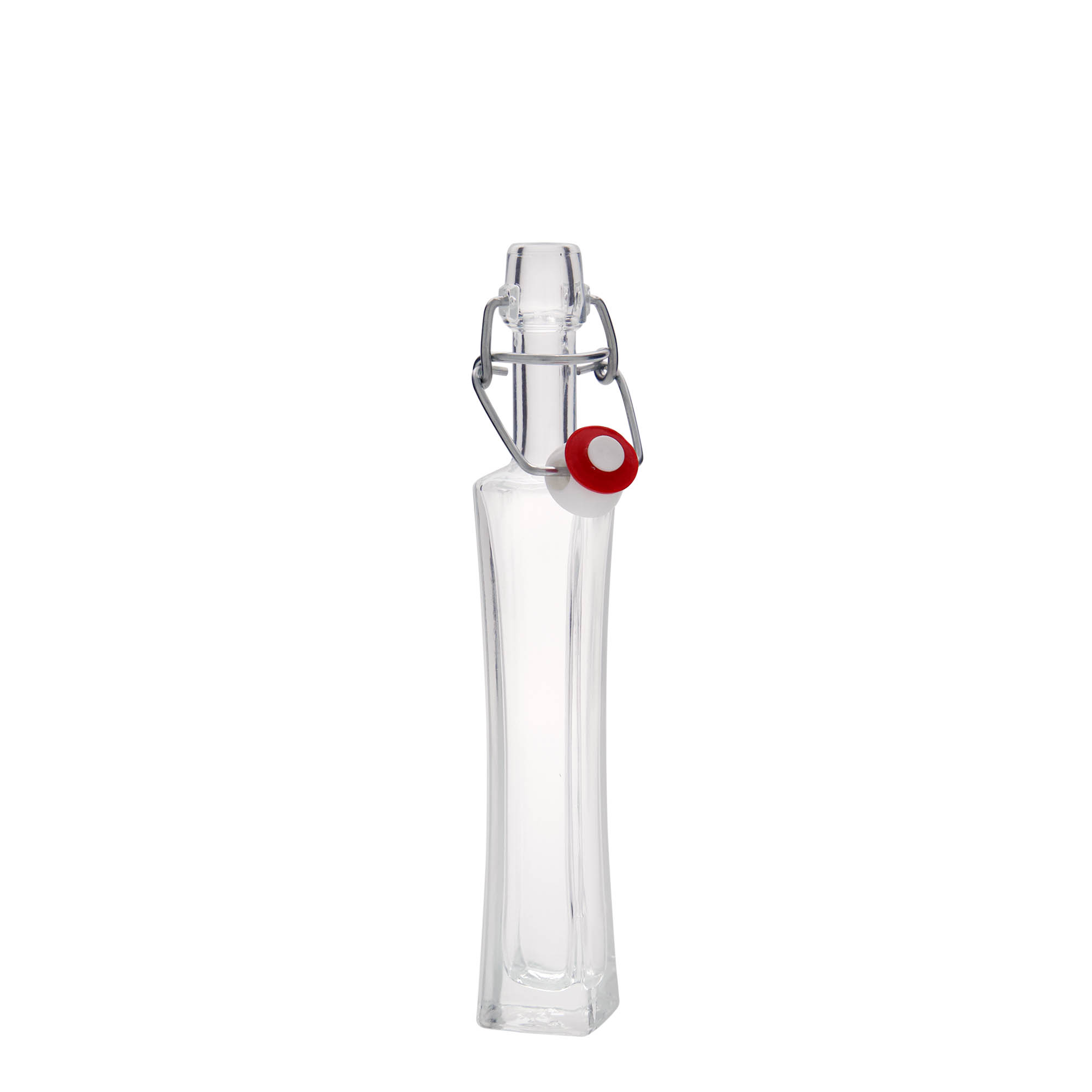 Sticlă de sticlă de 40 ml „Koko”, pătrată, gât: închidere cu clemă