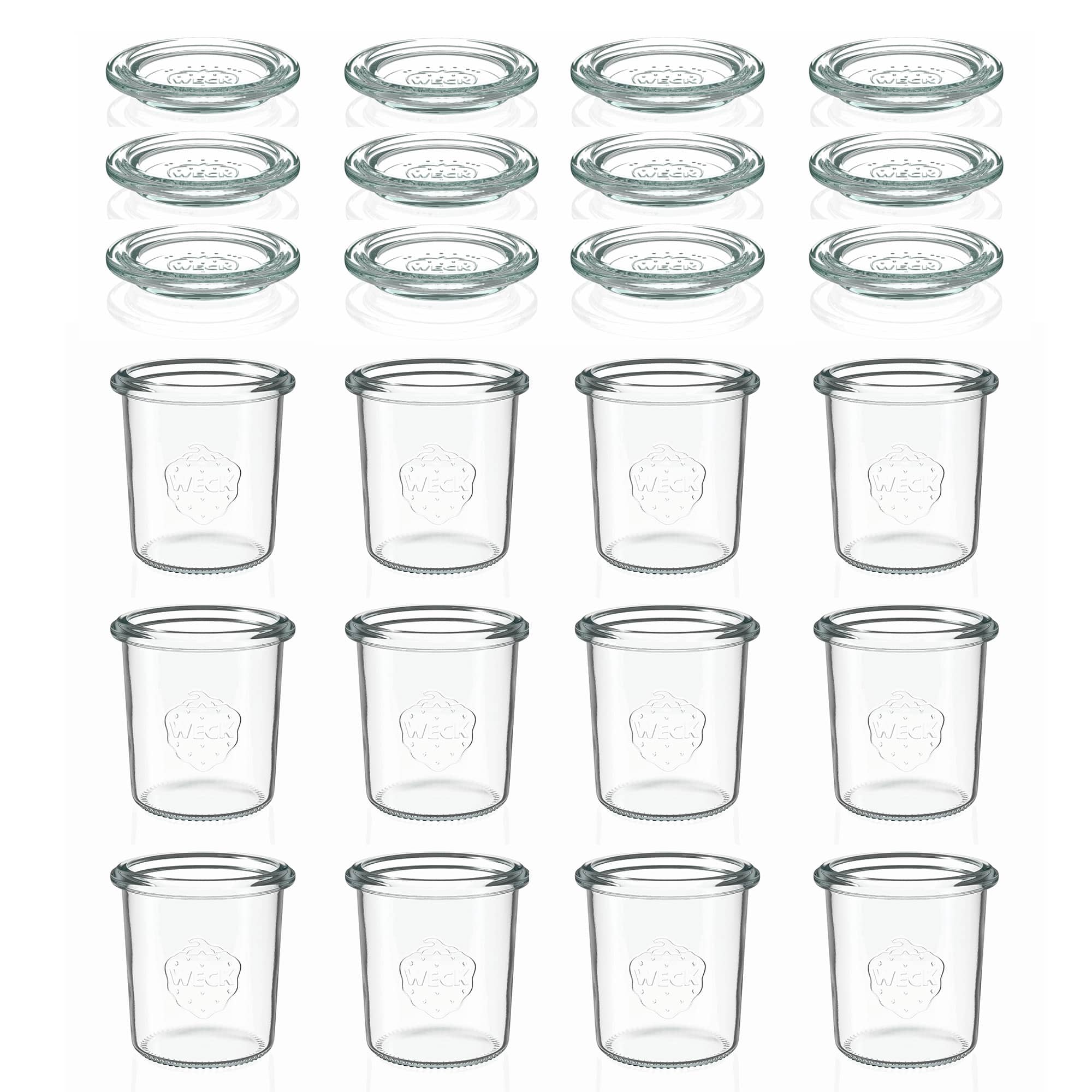 12x 160 ml borcan WECK cu gura largă cu capac de sticlă RR 60