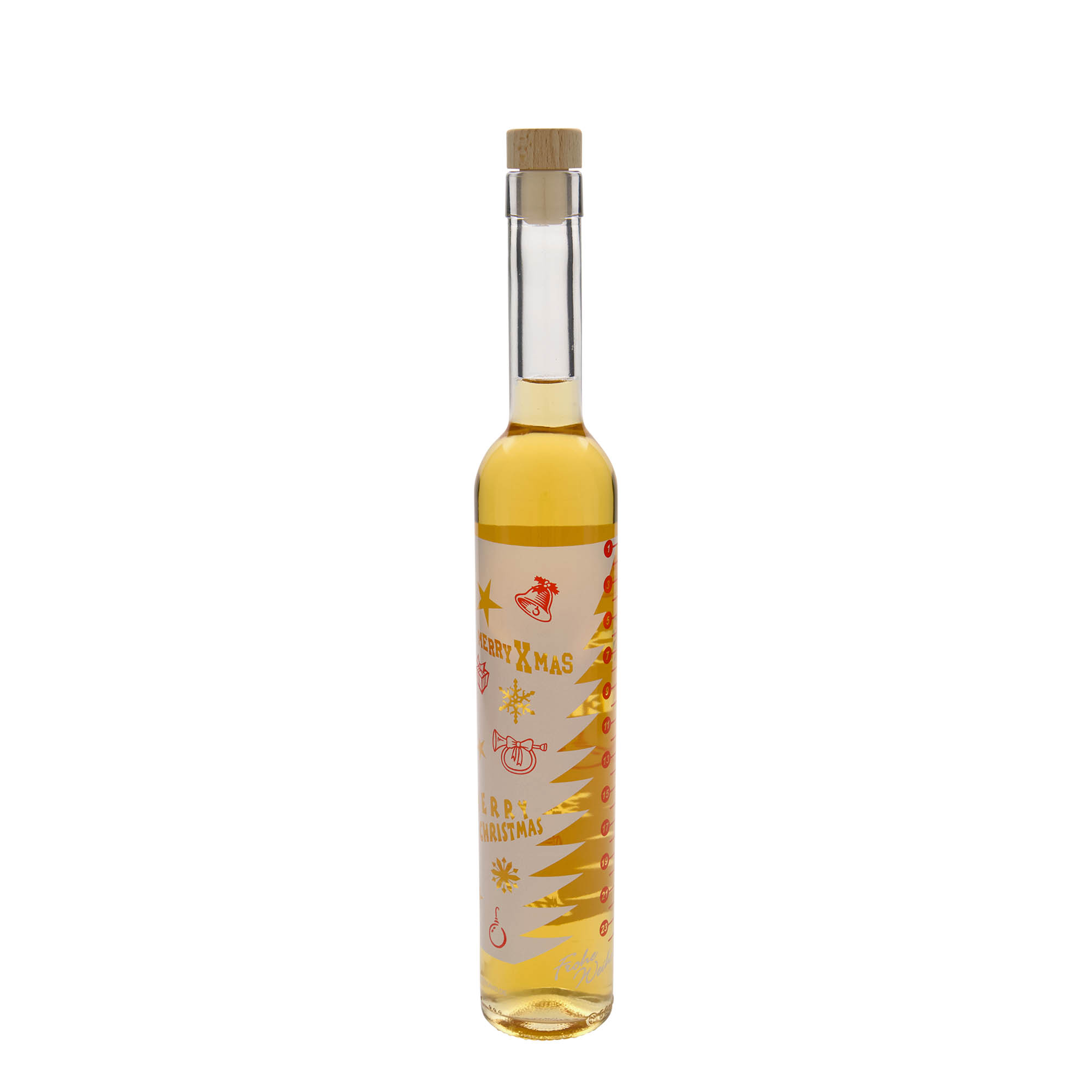 Sticlă de sticlă de 500 ml Maximo imprimată „Calendar de Advent”, gura: dop de plută