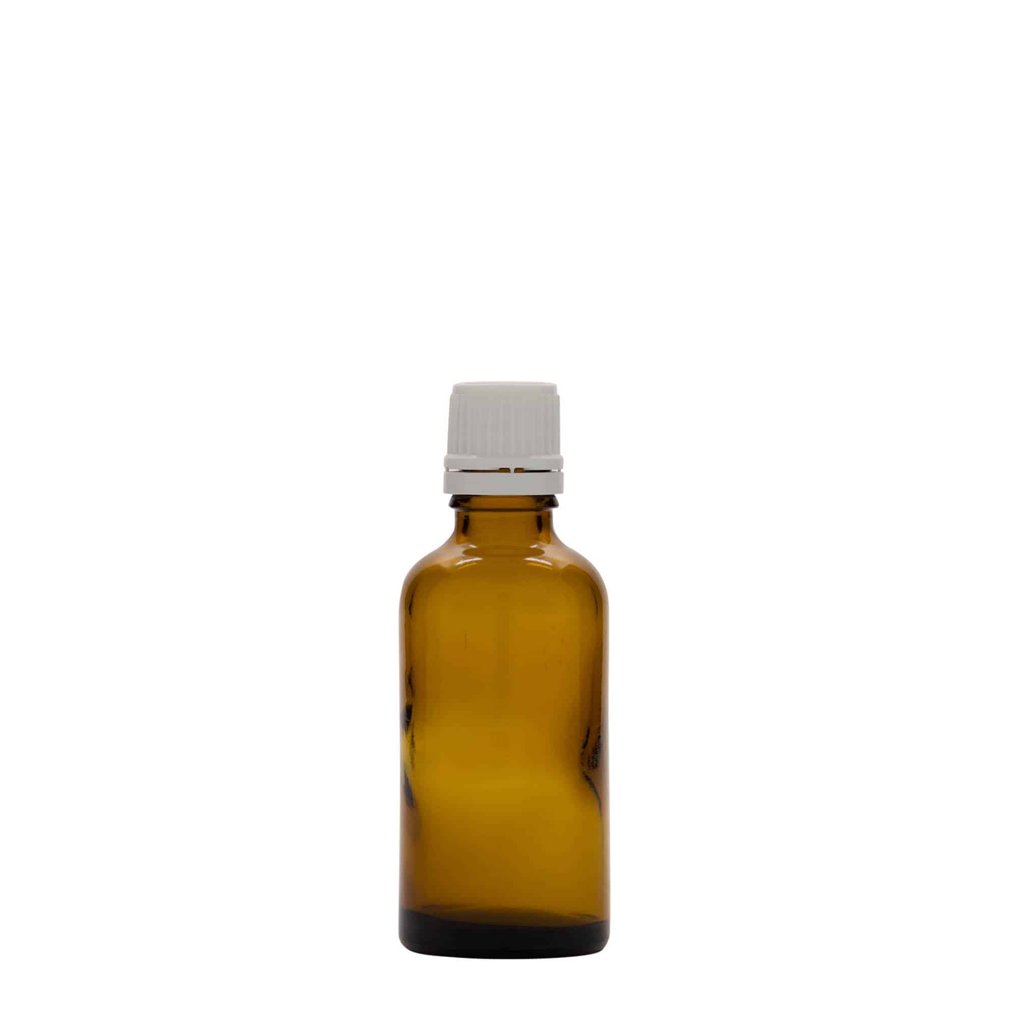 Flacon medical de 50 ml, sticlă, maro, gura: DIN 18