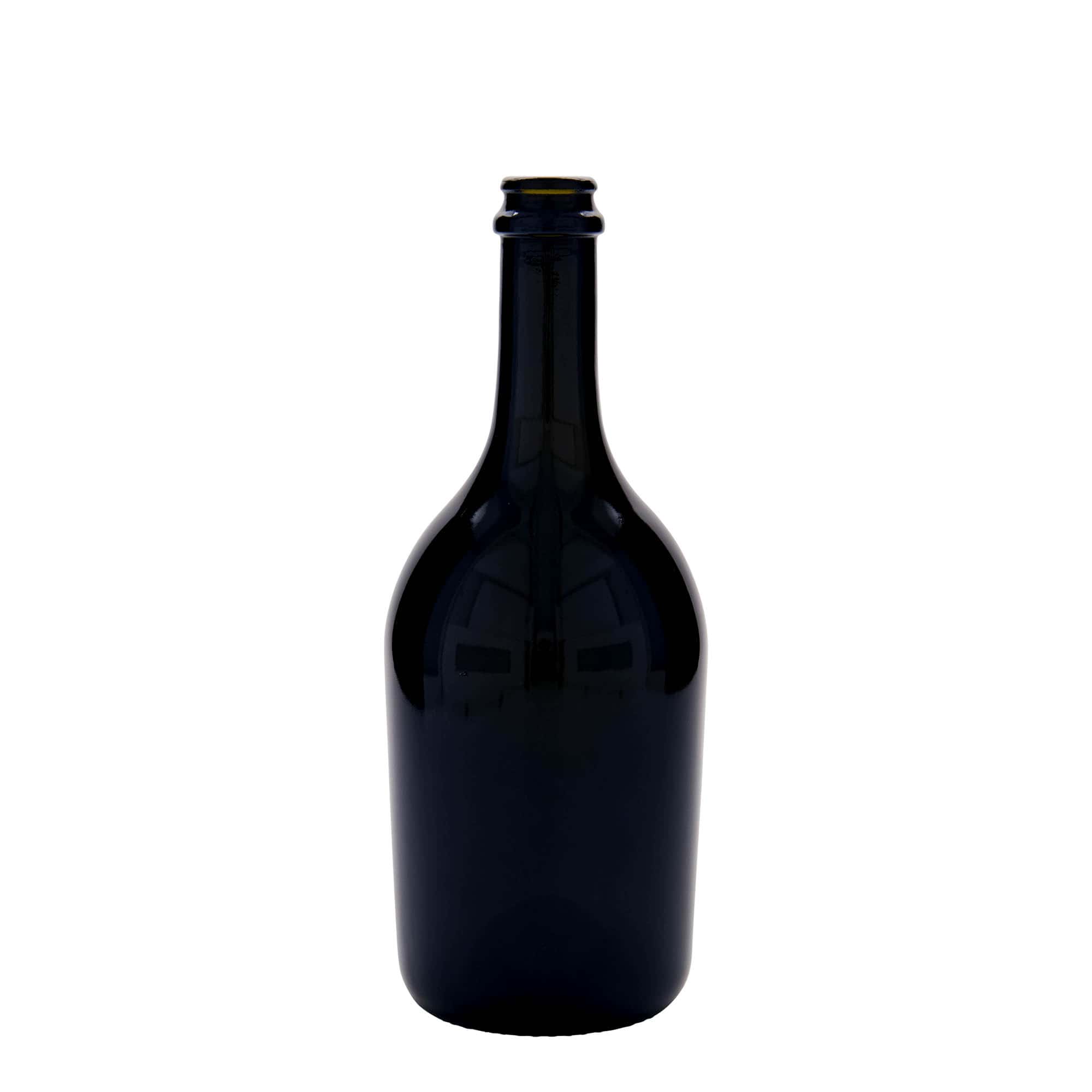 Sticlă de bere/șampanie 750 ml „Butterfly”, sticlă, verde antichizat, gât: capac cronic