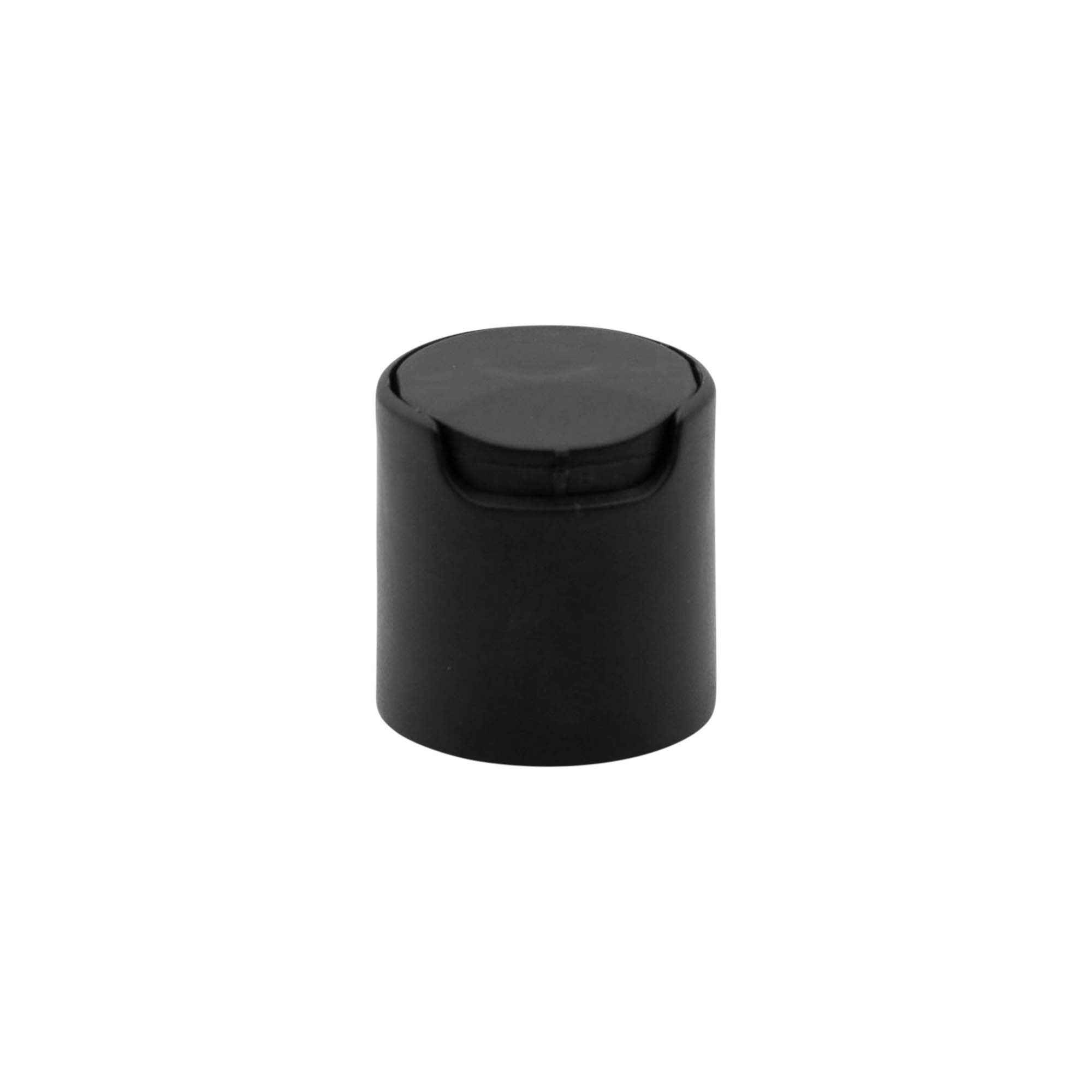 Capac cu filet Disc Top, plastic PP, negru, pentru gura: 24/410