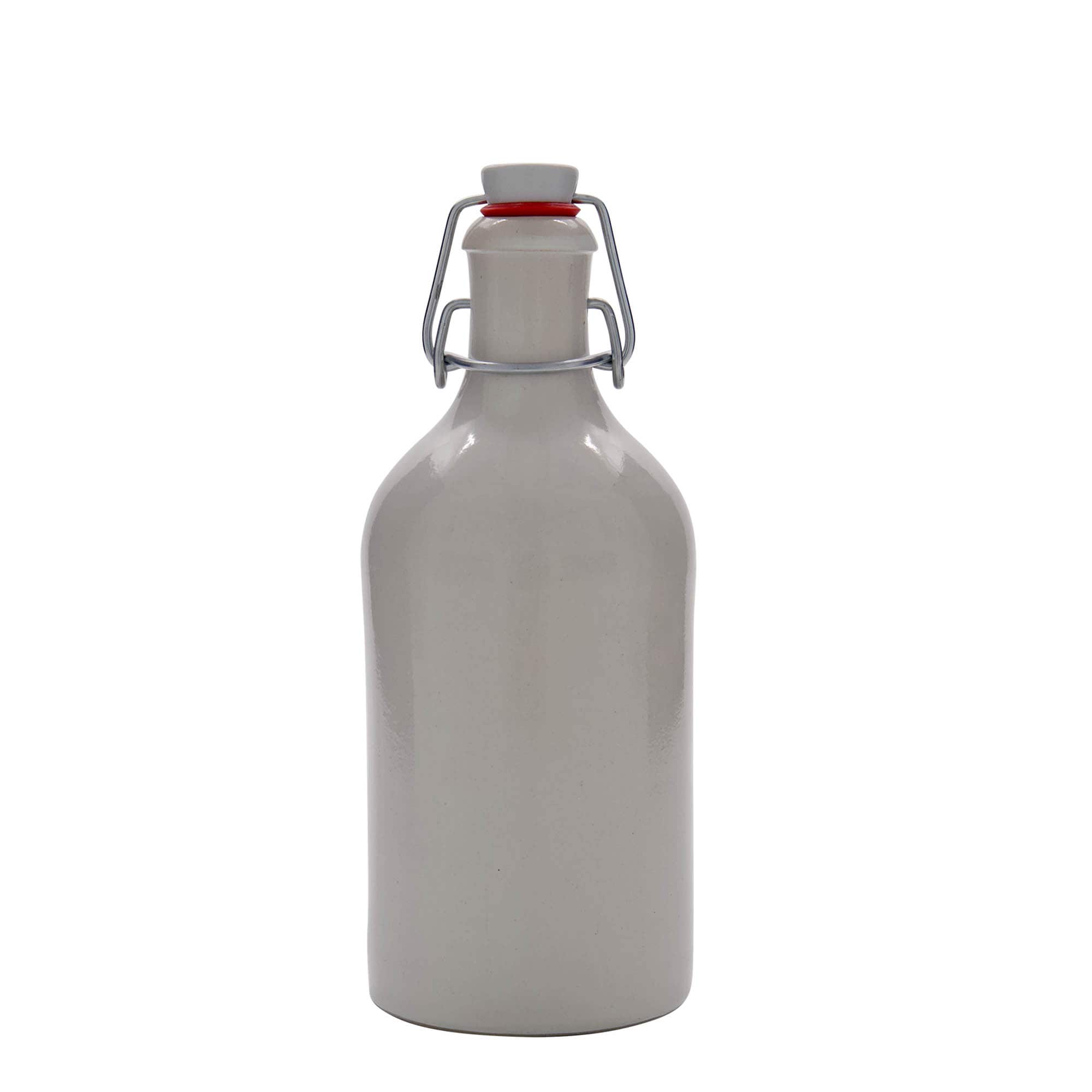 500 ml ulcior de lut, ceramică, alb, gura: închidere cu clemă