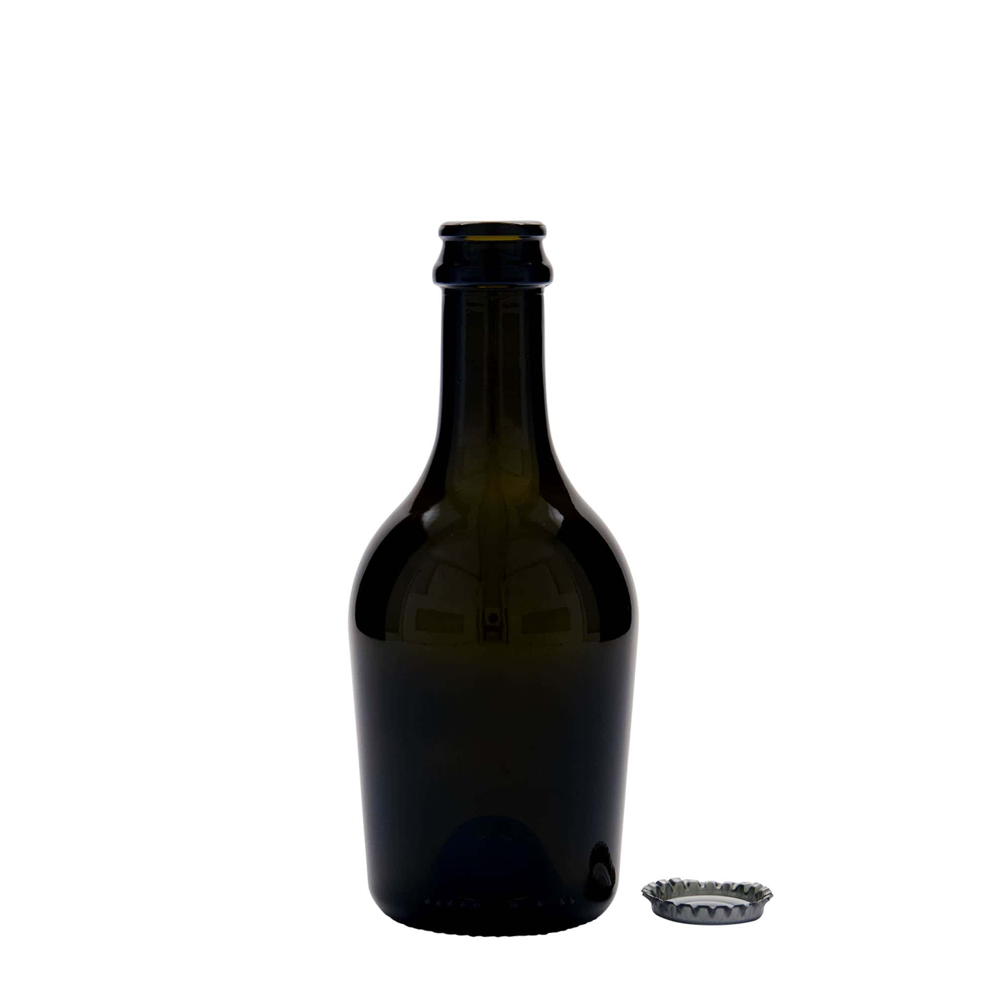 Sticlă de bere/șampanie 330 ml „Butterfly”, sticlă, verde antic, gât: capac cu crampoane