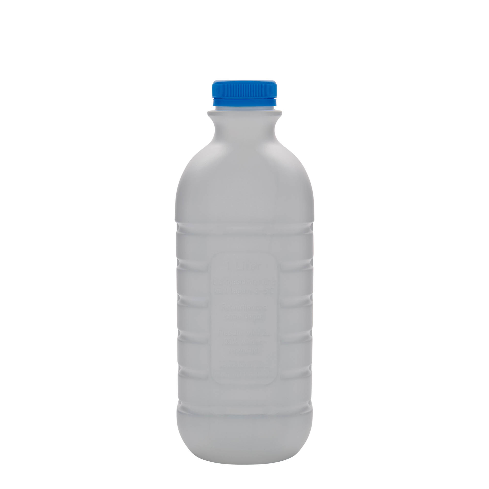1.000 ml sticlă de lapte, dreptunghiulară, plastic HDPE, albă, gura: PEHD40