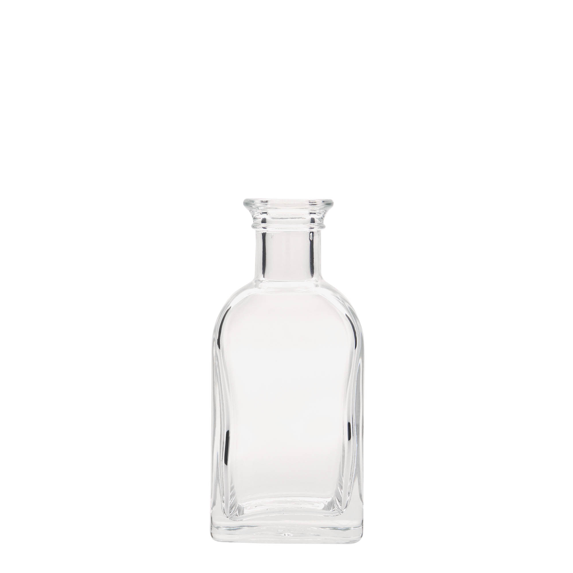 Sticlă de 100 ml, formă pătrată, Apotheker Carré, gură: dop de plută Sticlă de 100 ml, formă pătrată, Apotheker Carré, gură: dop de plută
