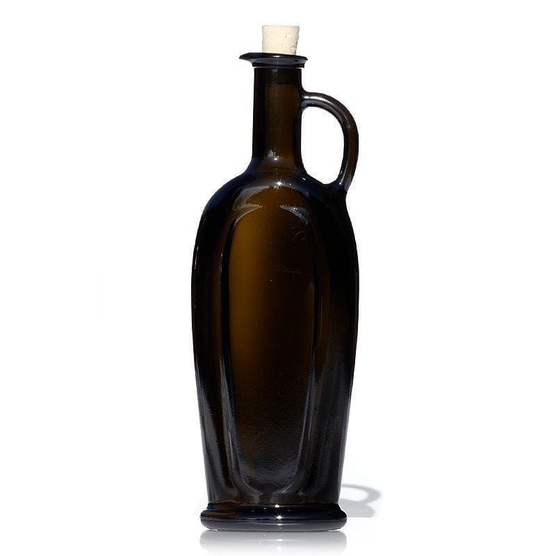 Sticlă de sticlă de 500 ml „Eleganta”, ovală, verde antichizat, gura: dop de plută