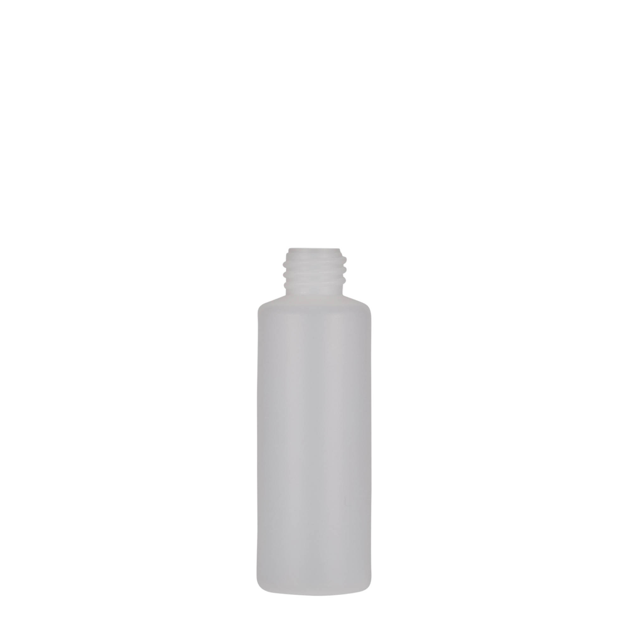 Flacon rotund de 50 ml, plastic PE, natural, gât: capac cu filet Flacon rotund de 50 ml, plastic PE, natural, gât: capac cu filet