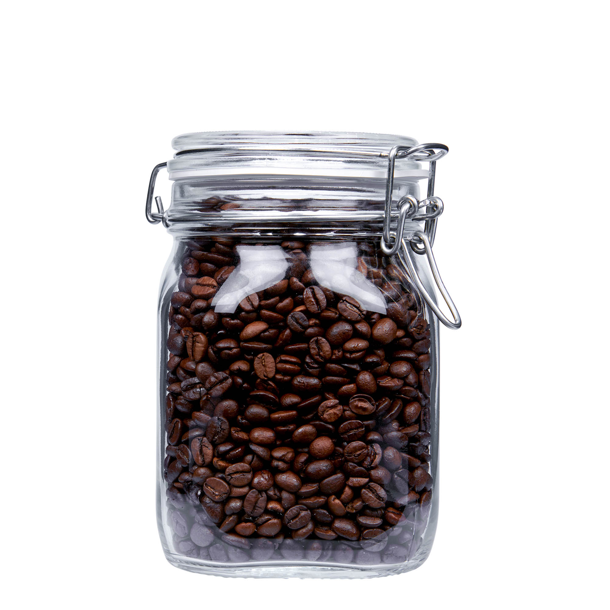 1.000 ml borcan cu clemă metalică „Fido”, pătrat, gura: închidere cu clemă metalică