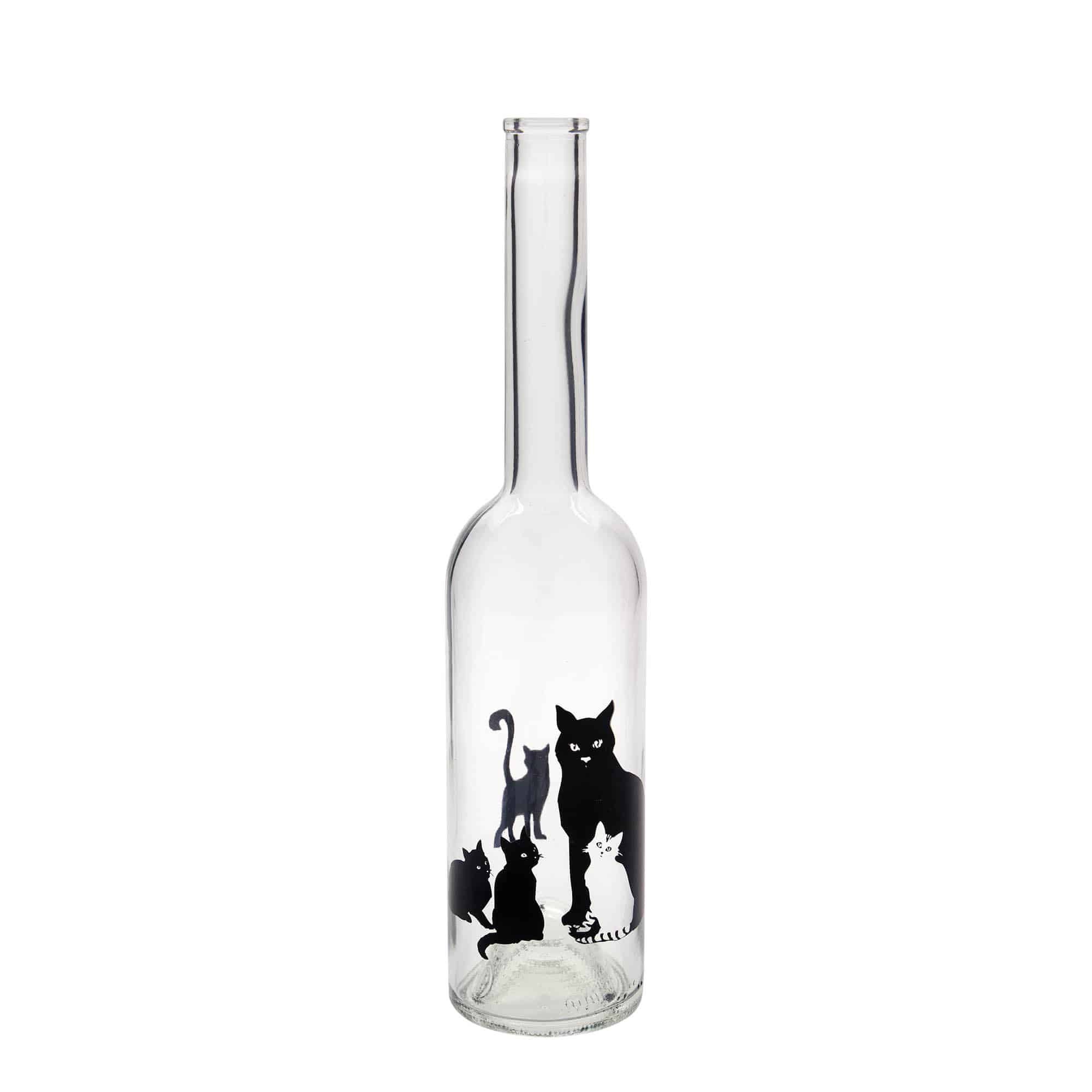Sticlă de sticlă de 500 ml „Opera”, motiv: pisici, gura: dop de plută