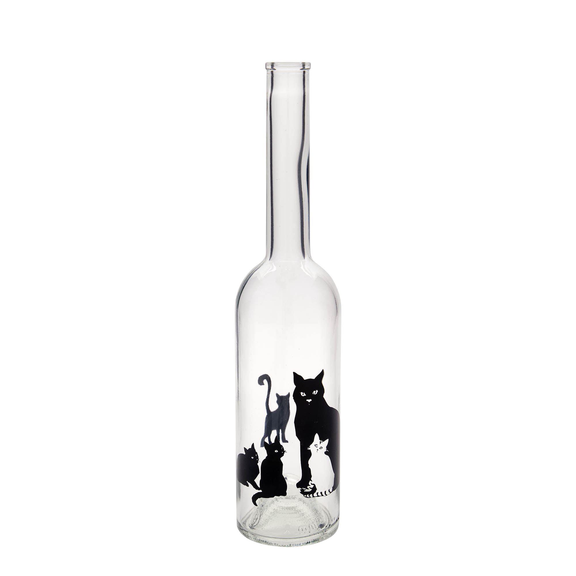 Sticlă de sticlă de 500 ml „Opera”, motiv: pisici, gura: dop de plută Sticlă de sticlă de 500 ml „Opera”, motiv: pisici, gura: dop de plută