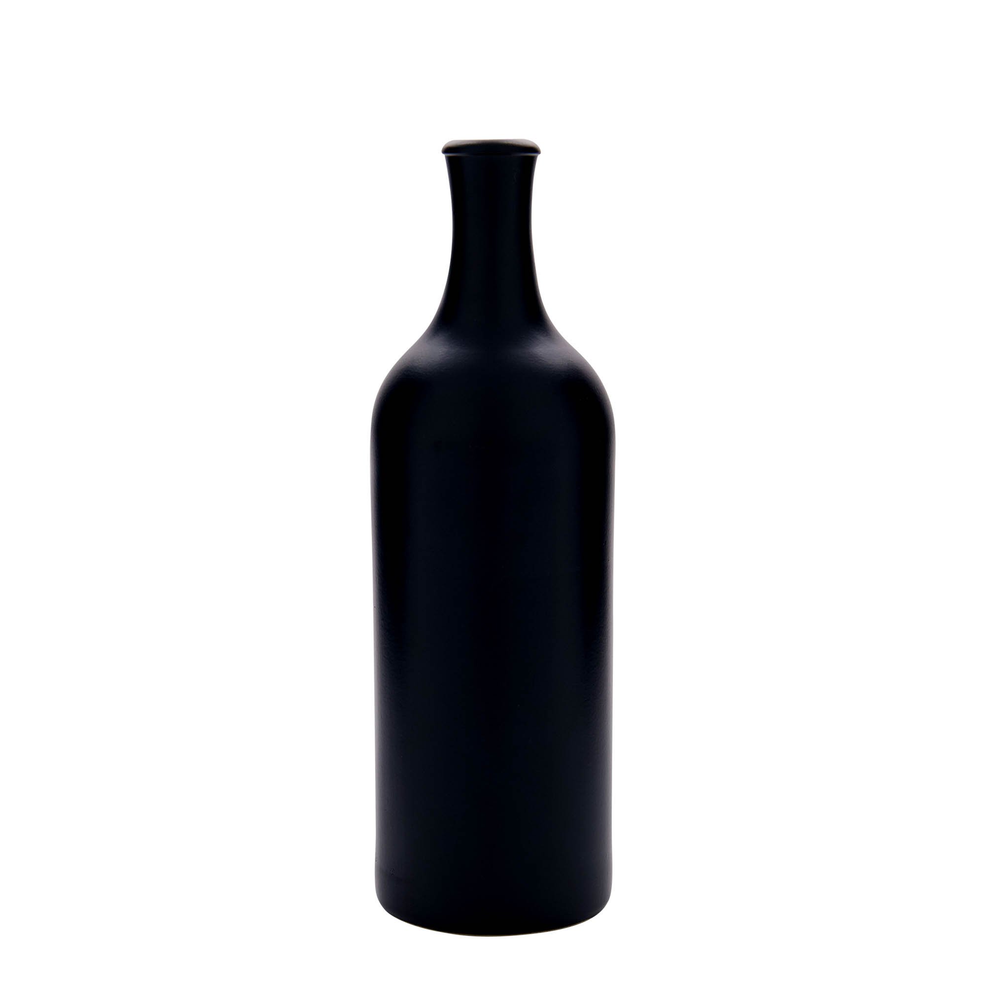 750 ml ulcior de lut cu gât lung, ceramică, negru, gură: plută