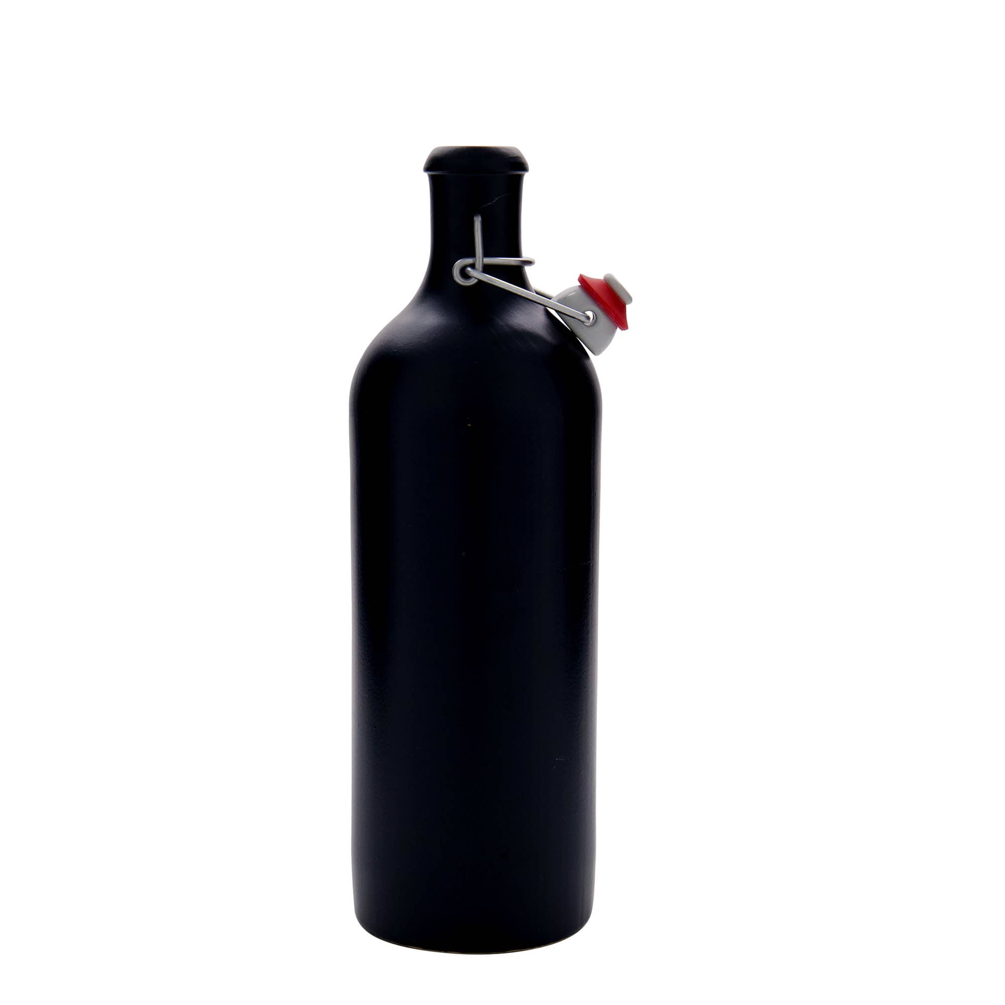 750 ml ulcior de ceramică, negru, gură: închidere cu clemă