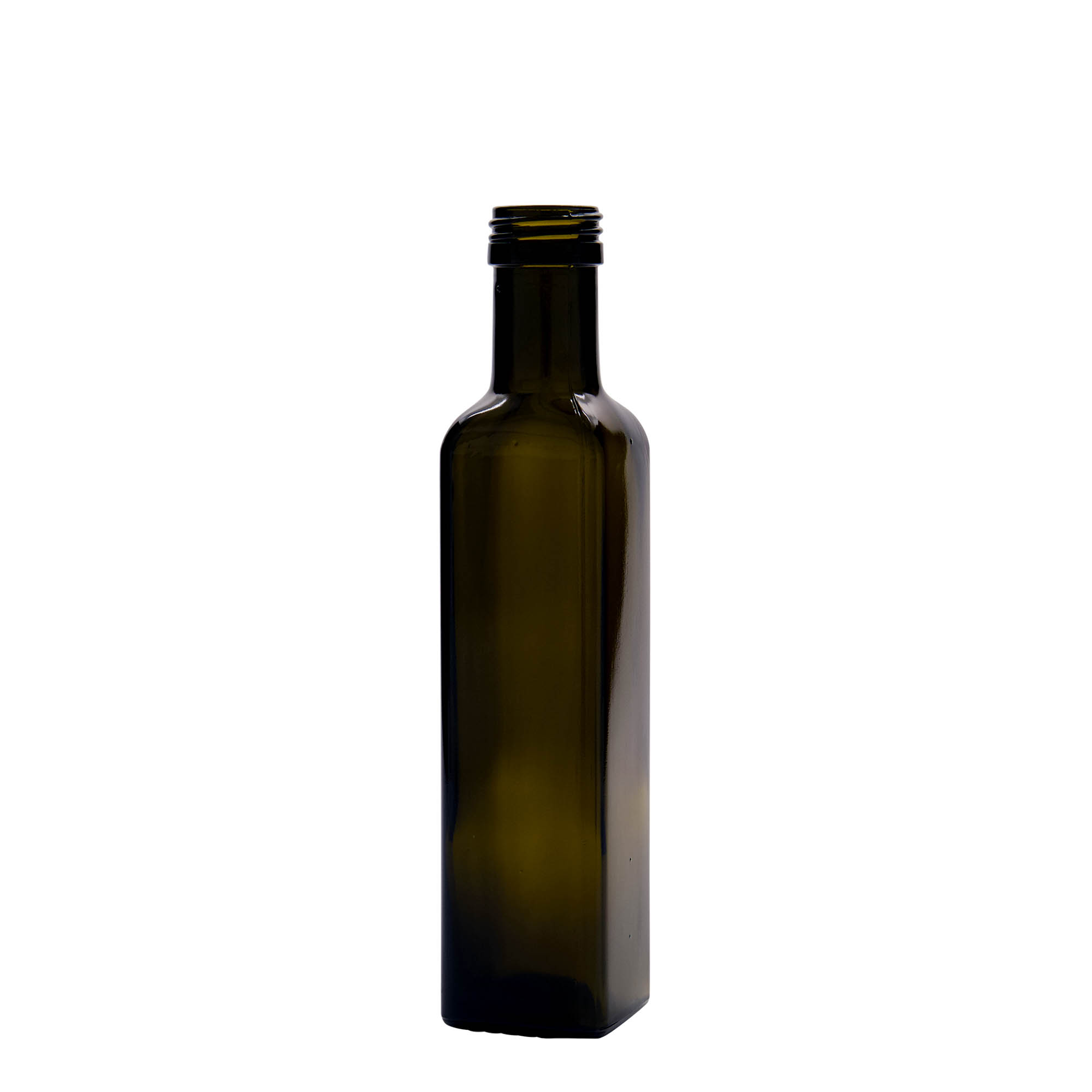 Sticlă de sticlă de 250 ml „Marasca”, pătrată, verde antic, gura: PP 31,5