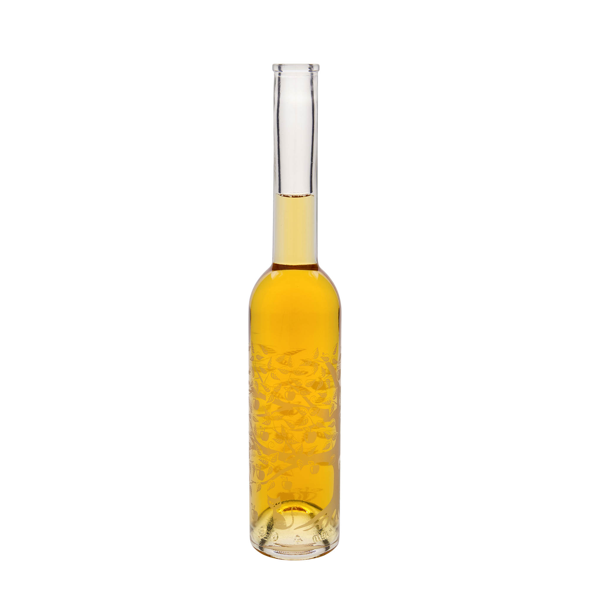 Sticlă de sticlă de 350 ml „Opera”, motiv: măr, deschidere: dop de plută