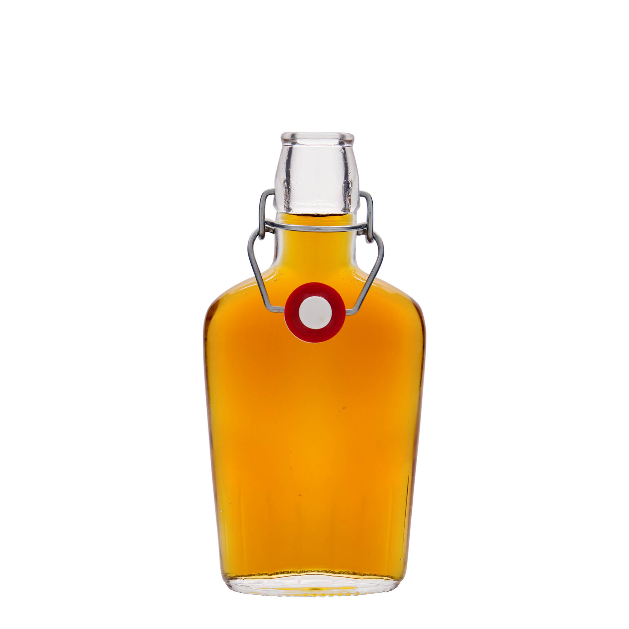 Sticlă de sticlă de 250 ml „Fiaschetta”, ovală, gât: închidere cu clemă