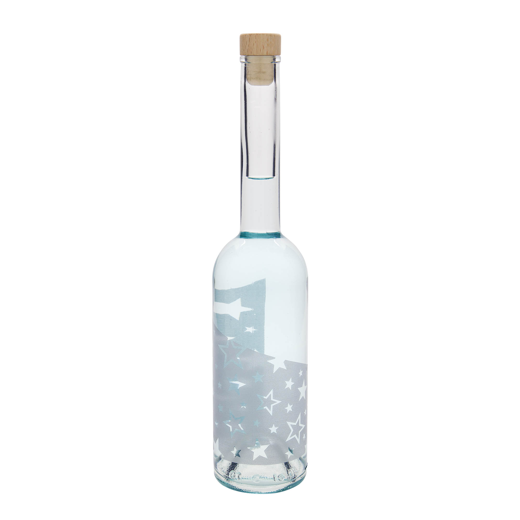 Sticlă de sticlă 500 ml „Opera”, motiv: stele argintii, gât: dop Sticlă de sticlă 500 ml „Opera”, motiv: stele argintii, gât: dop