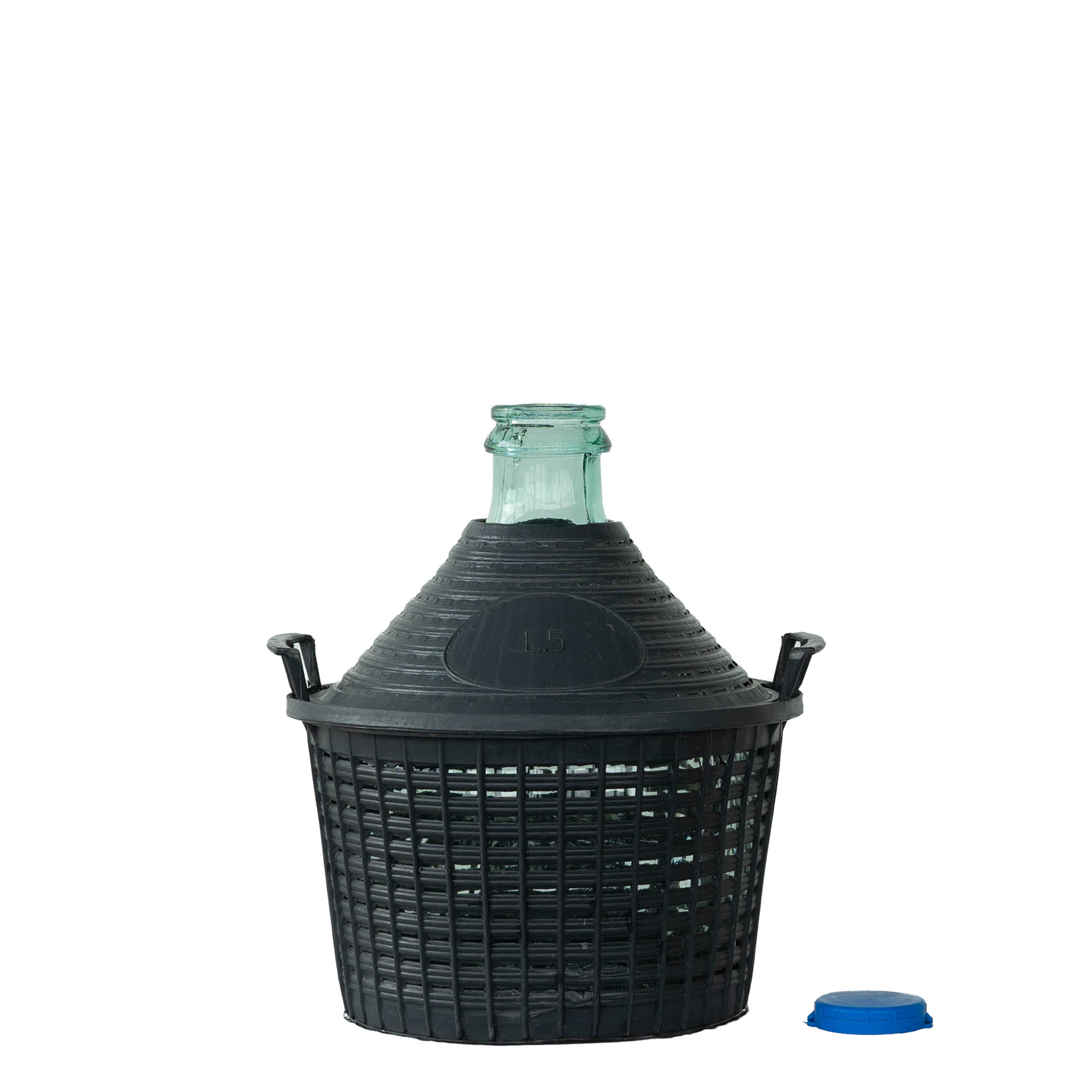 Butelie balon 5 l, gât îngust, sticlă, deschidere: capac cu margine peste buza sticlei Butelie balon 5 l, gât îngust, sticlă, deschidere: capac cu margine peste buza sticlei