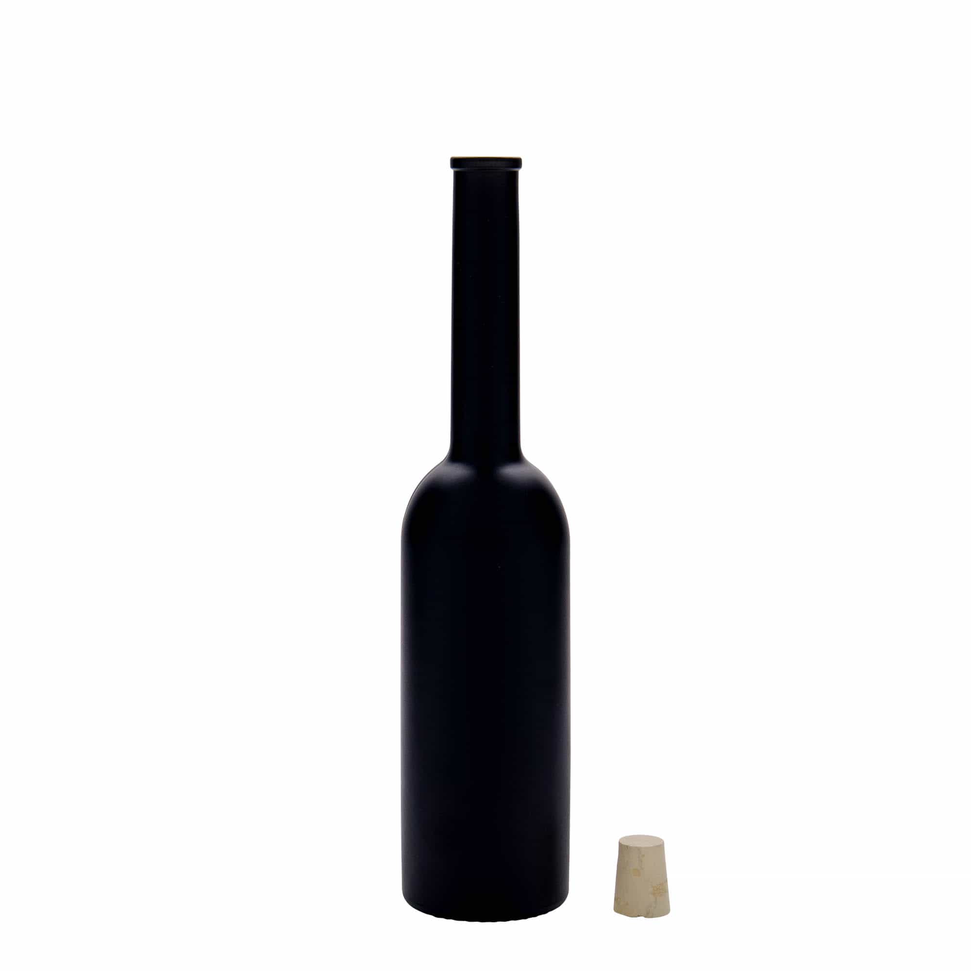 Sticlă de sticlă de 200 ml „Opera”, neagră, gura: dop